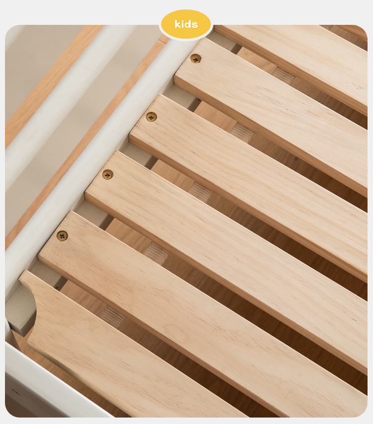 Solid Oak Wood Single Bed with Guardrail - Sturdy & Safe for Kids, Teens & Adults - Perfect for Bedrooms, Dorm Rooms & Guest Rooms