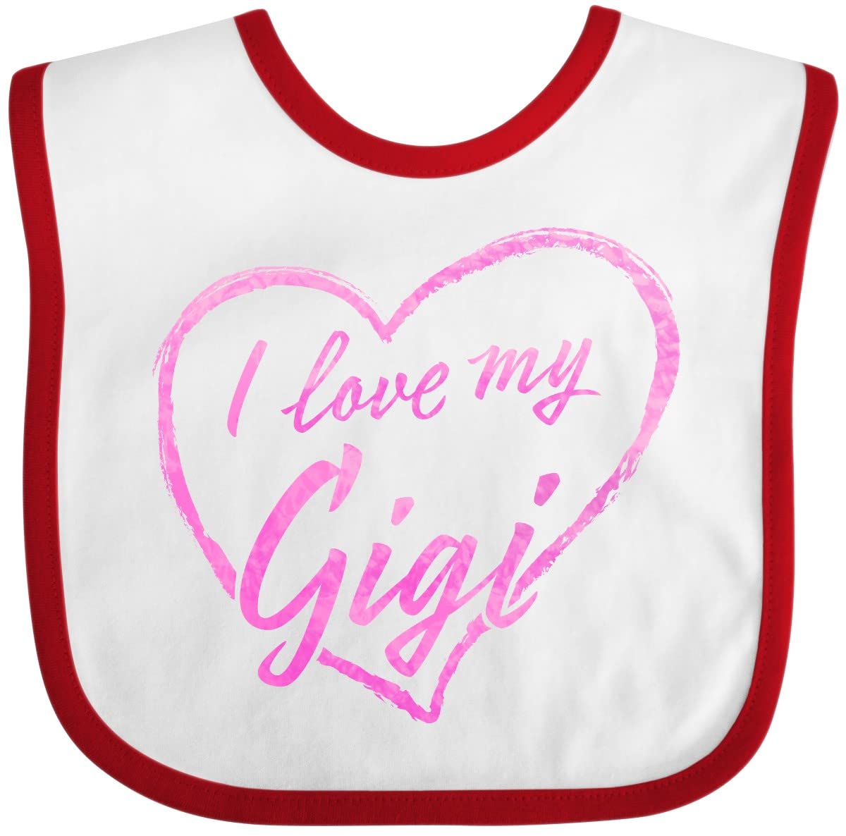 Inktastic I Love My Gigi Pink Chalk Heart Baby Bib - Soft & Absorbent for Infants, Perfect for Feeding Time & Messy Play