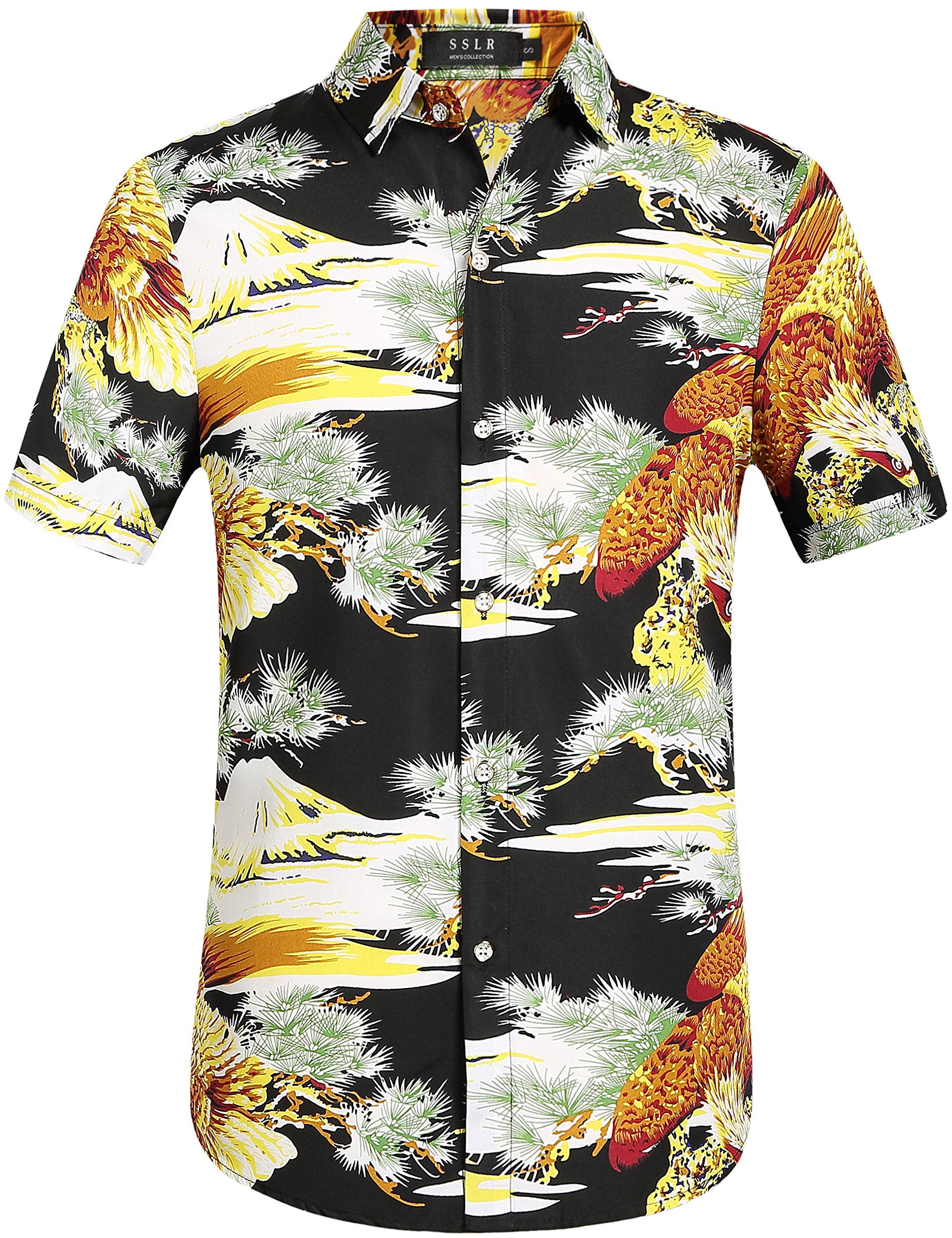 Men's Hawaiian Shirt - SSLR Short Sleeve Button Down Casual Summer Shirt for Beach, Vacation & Tropical Party Wear