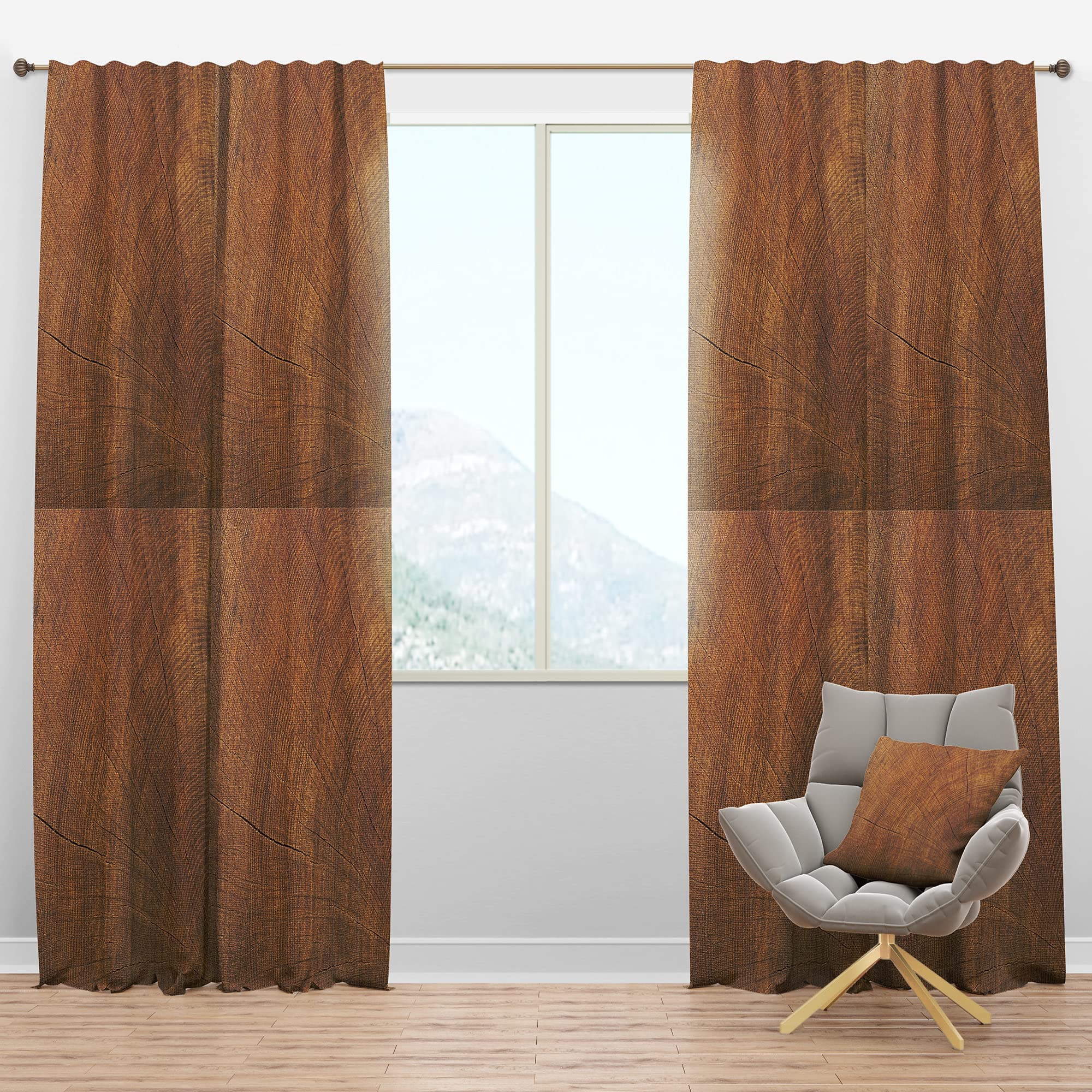 DesignQ Blackout Curtains 'Concentric Annual Tree Rings' - Thermal Insulated Single Panel (52x63 inches) for Bedroom & Living Room - Noise Reducing & Energy Saving Window Drapes for Better Sleep & Home Decor