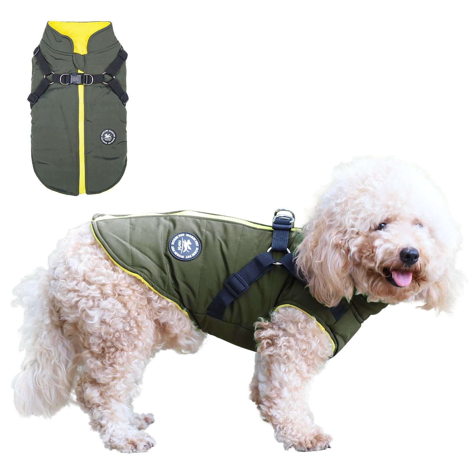 Norbi Dog Winter Coat with Built-in Harness - Adjustable Warm Dog Jacket for Small, Medium & Large Dogs | Cold Weather Protection for Outdoor Walks & Adventures