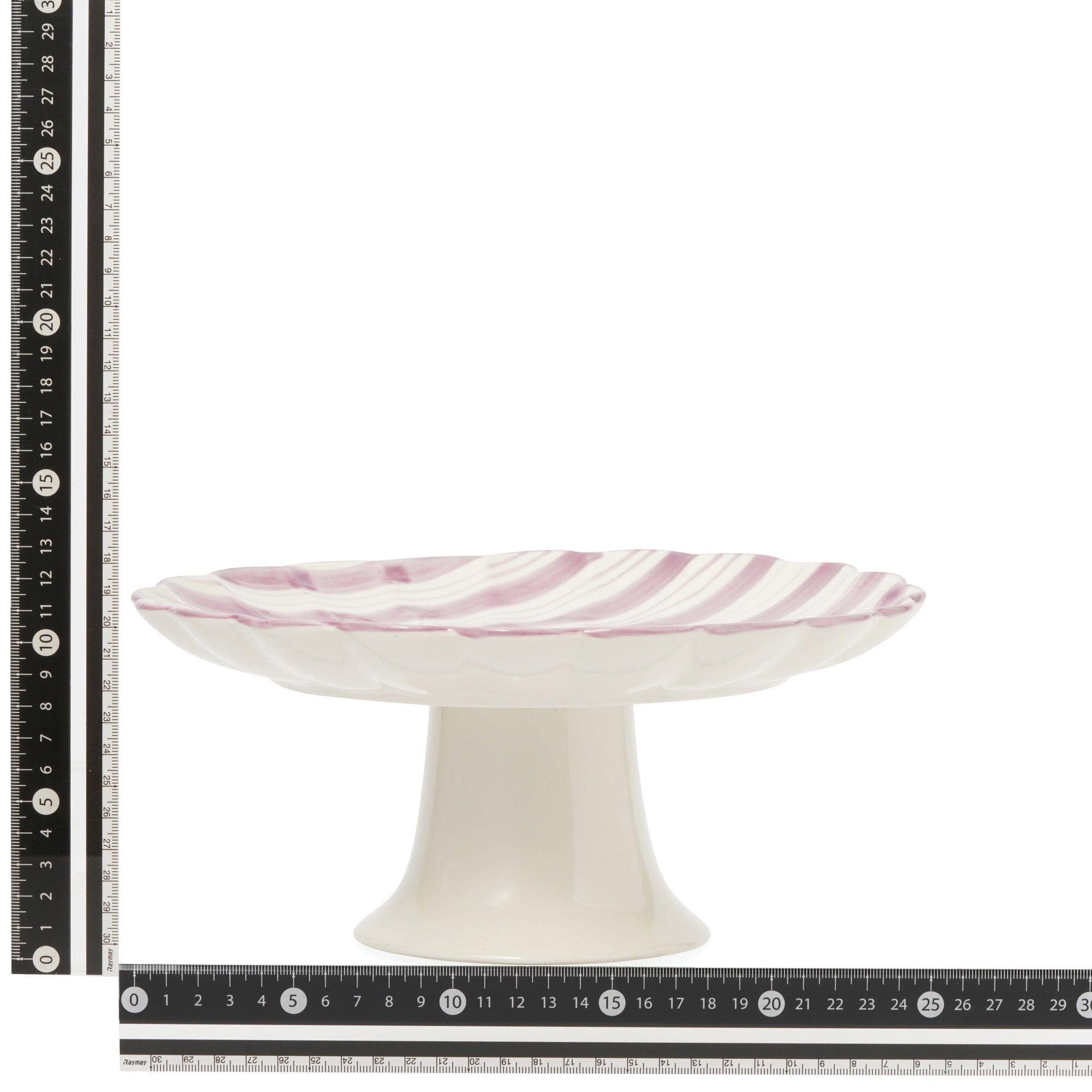 Hand Painted Purple Striped Cake Stand - Elegant Dessert Display for Weddings, Birthdays & Special Events