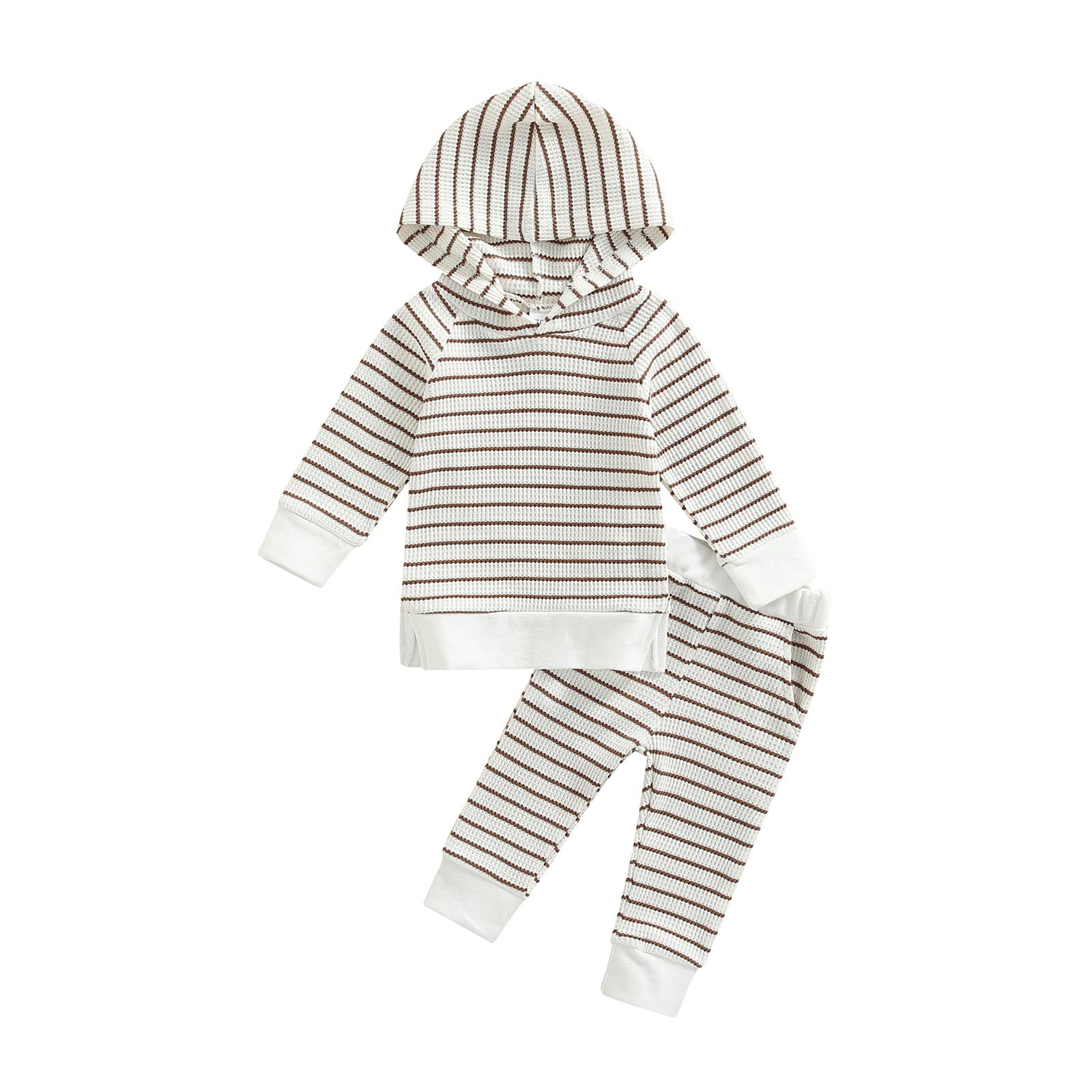 Newborn Baby Boy & Girl Fall Outfit Set - Soft Waffle Knit Hoodie & Jogger Pants 2-Piece Comfy Clothes | Perfect for Autumn Photoshoots, Playdates & Cozy Family Outings
