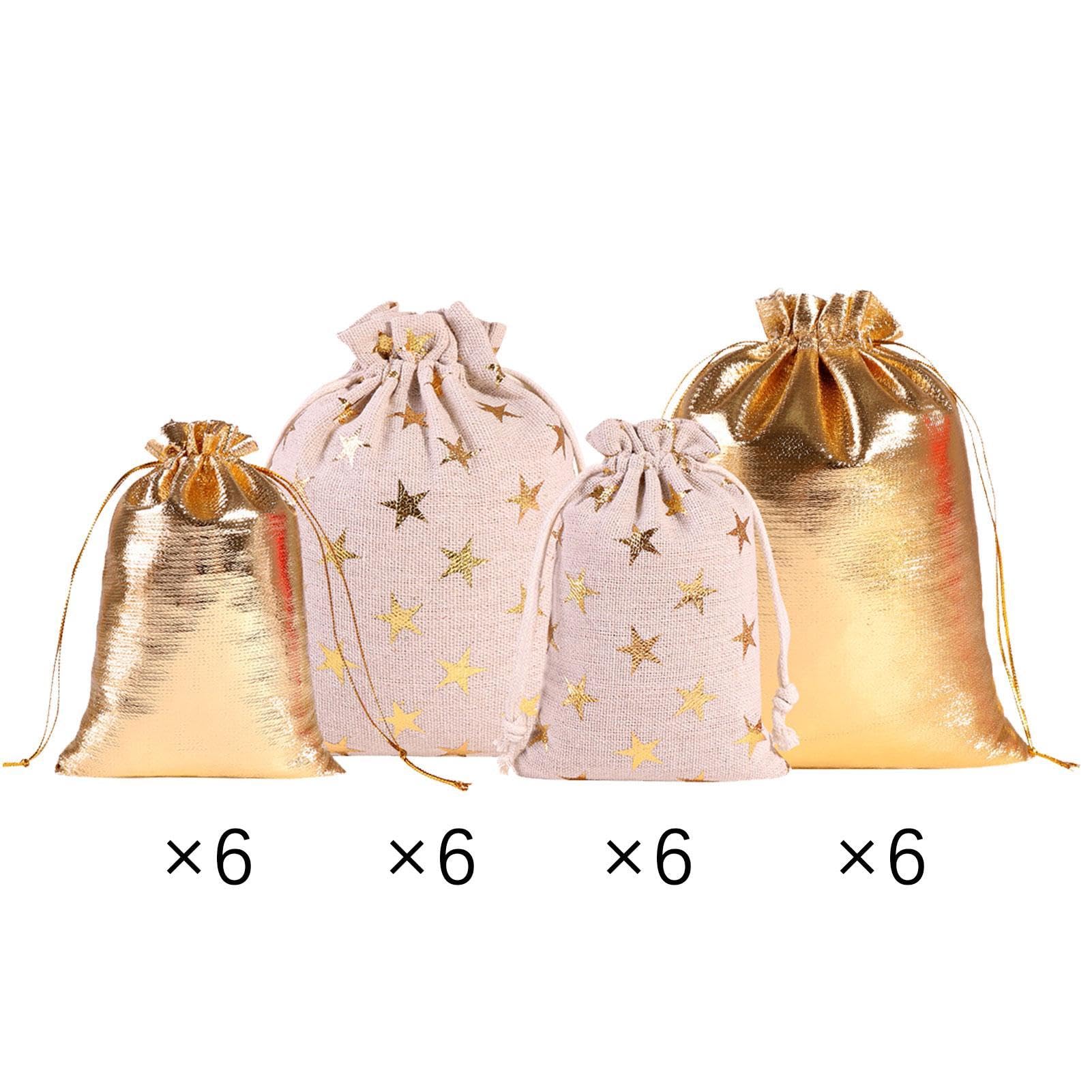 24 Countdown Advent Calendar Bags for Christmas - 24-Piece Set with Drawstring, Holiday Gift Bags for Kids & Adults - Perfect for Christmas Countdown, Party Favors, Stocking Stuffers & Festive Decorations