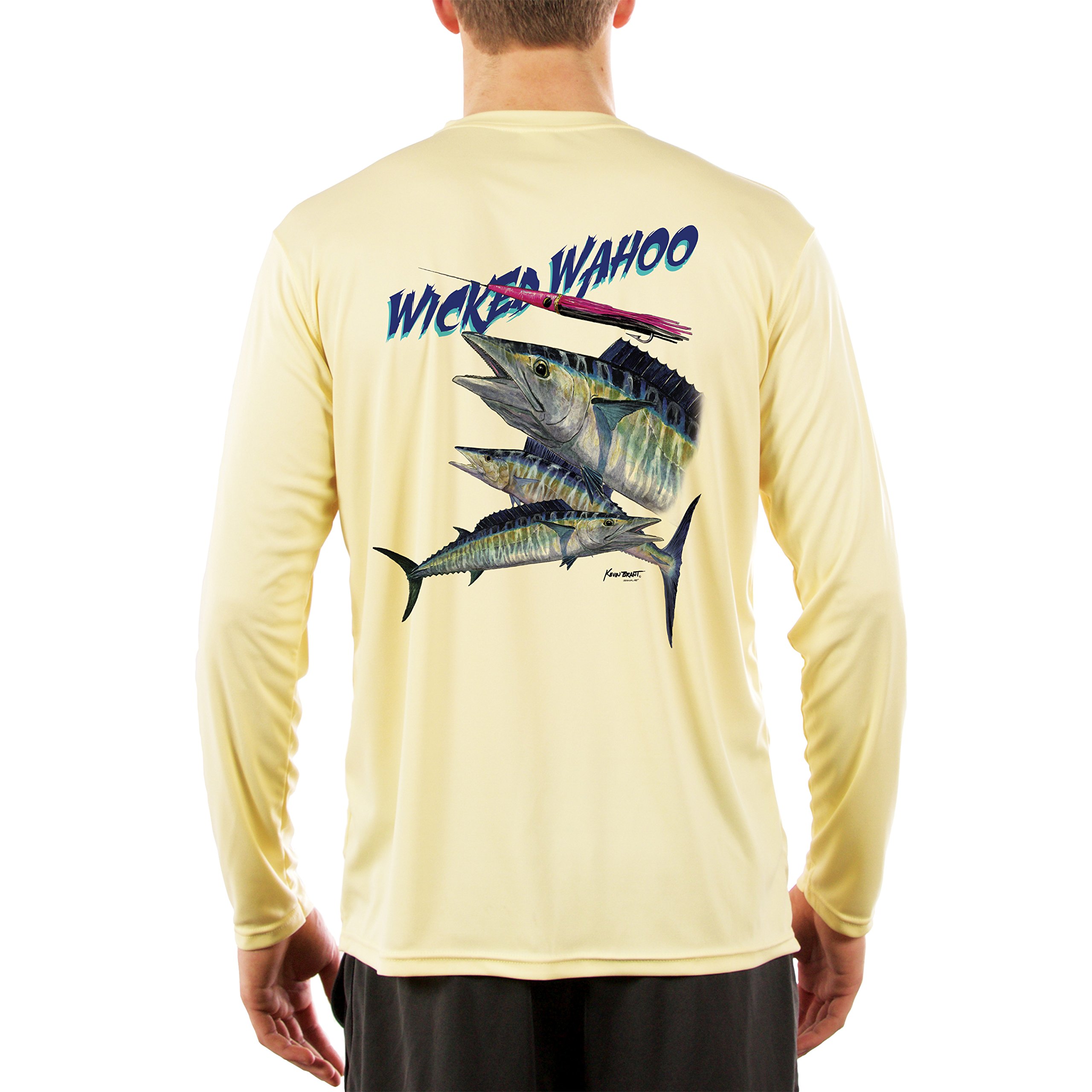 Wicked Wahoo Men's UPF 50+ Sun Protection Fishing Shirt - Long Sleeve Quick Dry Performance Shirt for Fishing, Boating & Outdoor Activities
