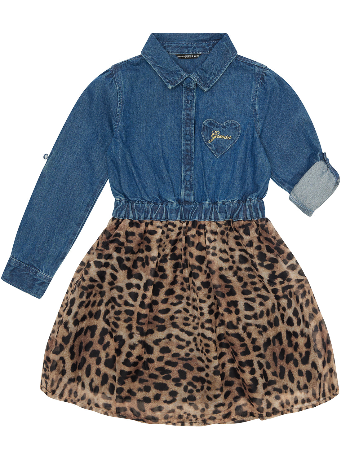 Stylish Denim Leopard Print Mini Dress for Women - Trendy Party & Night Out Outfit