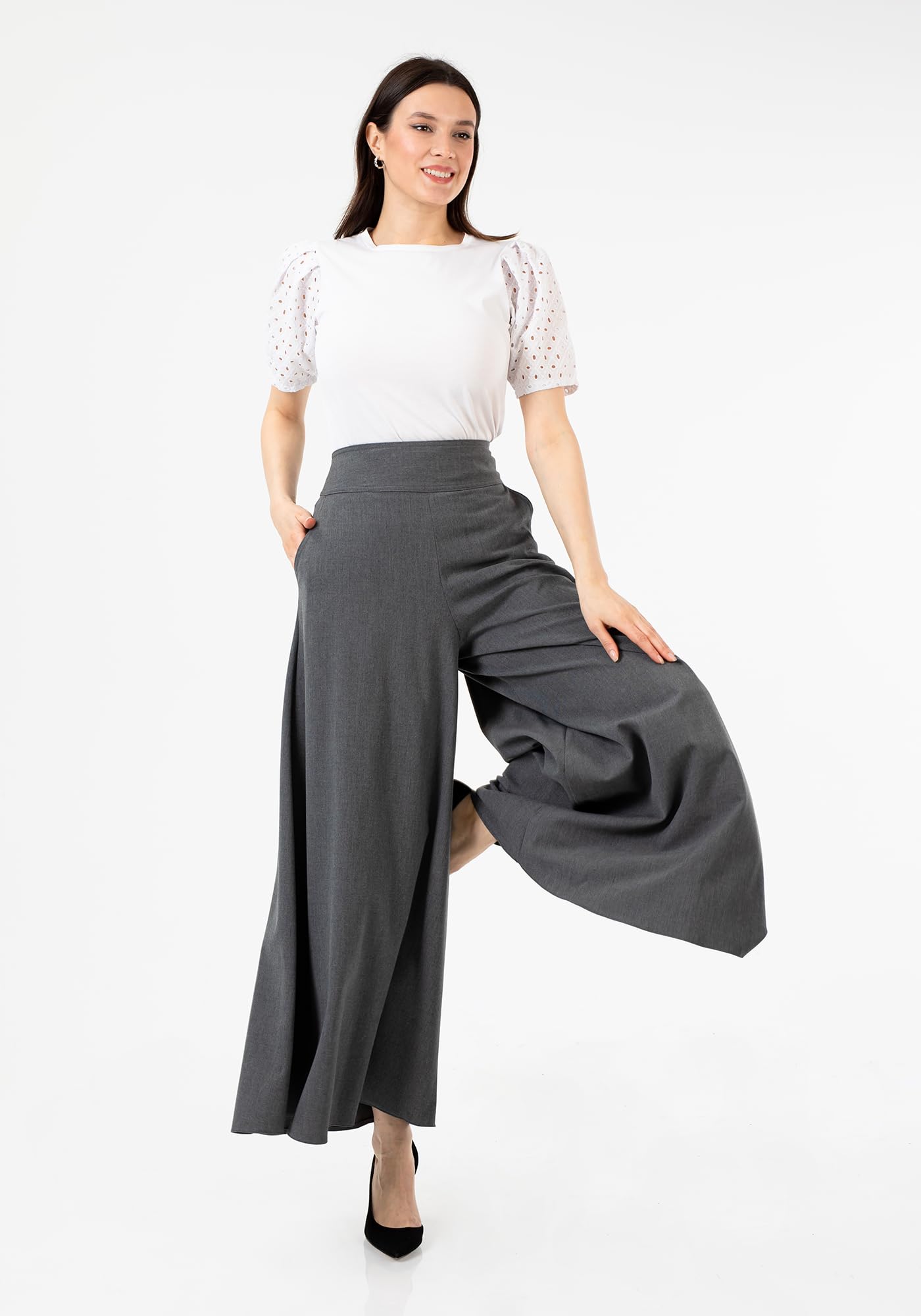 **G-Line Women's Flowy Wide Leg High Waist Pants - Lightweight, Breathable & Comfortable Trousers for Casual, Business & Travel**