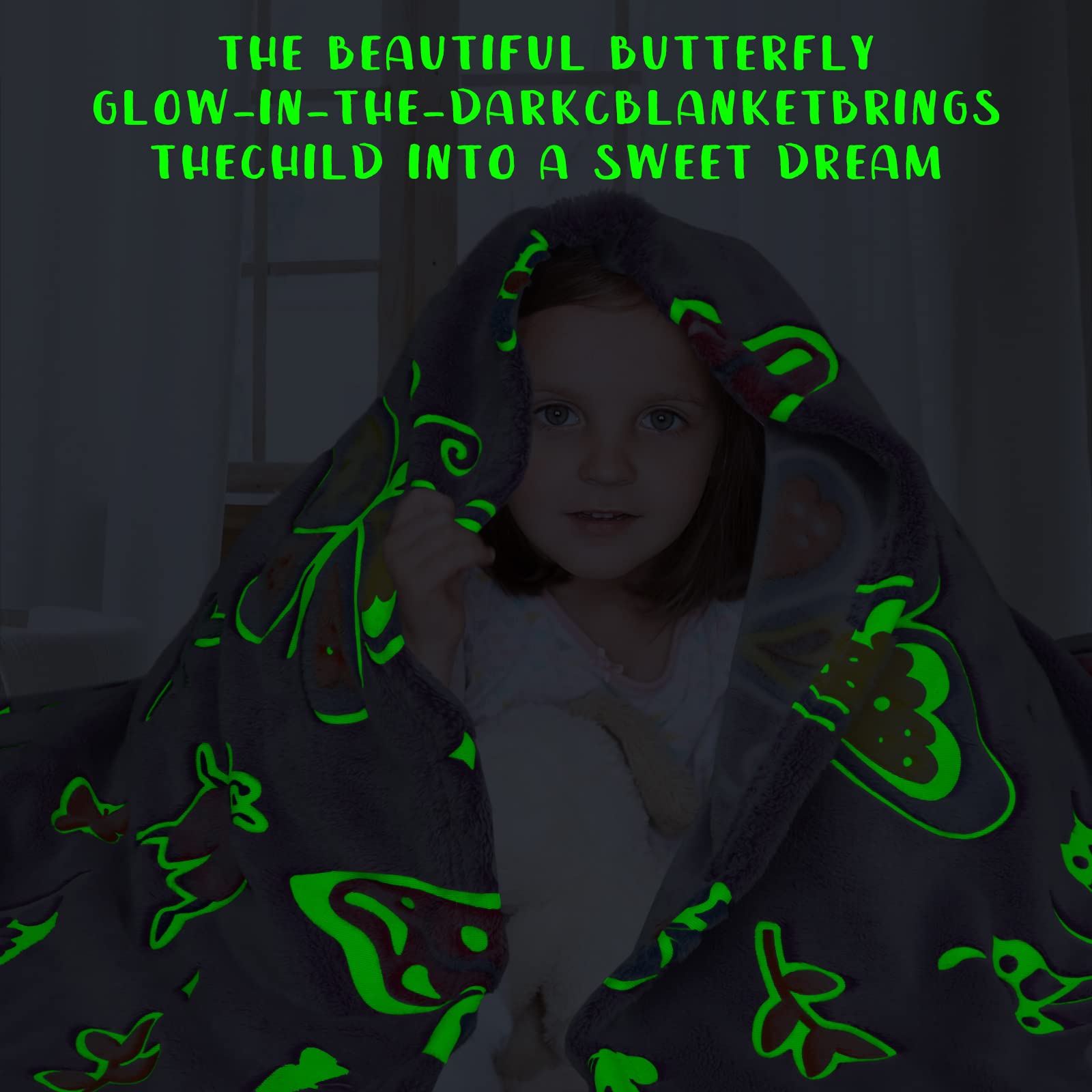 Glow in The Dark Butterfly Blanket - Soft & Cozy Throw for Girls, Women & Kids | Perfect Birthday Gift, Bedroom Decor & Camping Accessory