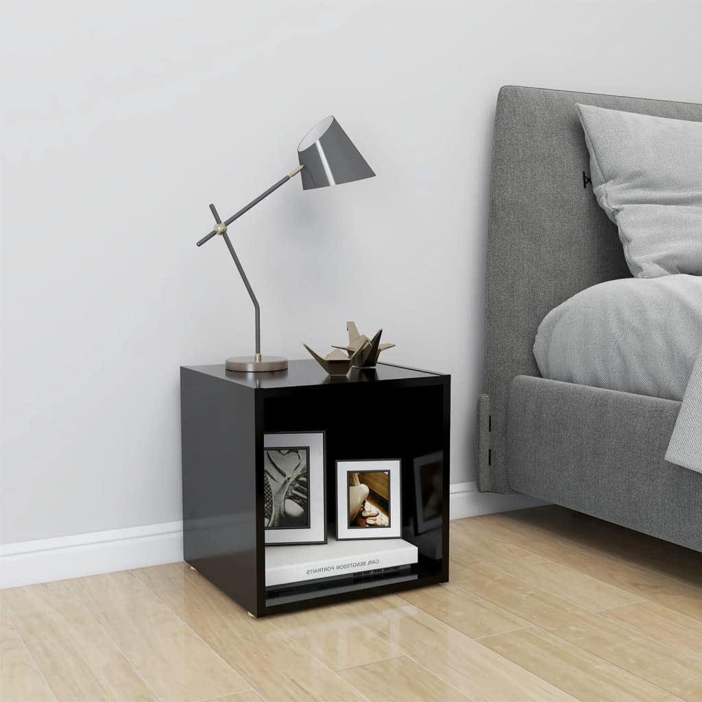 Black TV Stand with Open Storage Compartment - Side Table, Entertainment Center & Stereo Cabinet for Living Room, Bedroom & Home Theater