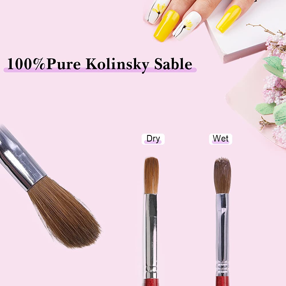 Premium Yosly Acrylic Nail Brush & Cuticle Pusher - 100% Kolinsky Hair Professional Nail Art Brush for Acrylic, Gel & Powder Nails - Salon Quality #10 Nail Design Tool - Perfect for Home Manicures & Professional Nail Art Studios