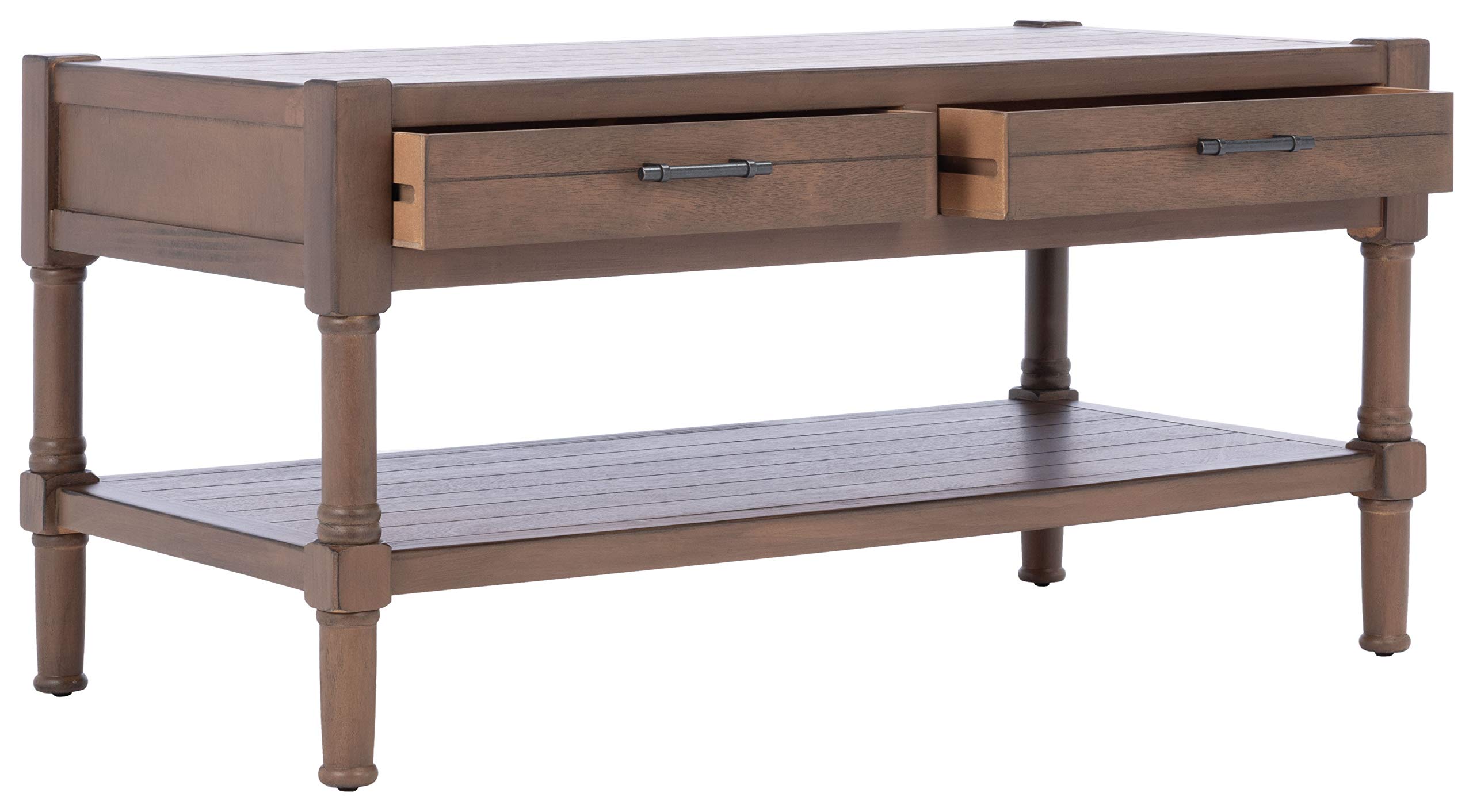 SAFAVIEH Filbert Brown 2-Drawer Coffee Table with Bottom Shelf - Modern Living Room Furniture COF5703C - Perfect for Small Spaces, Apartments & Cozy Home Decor