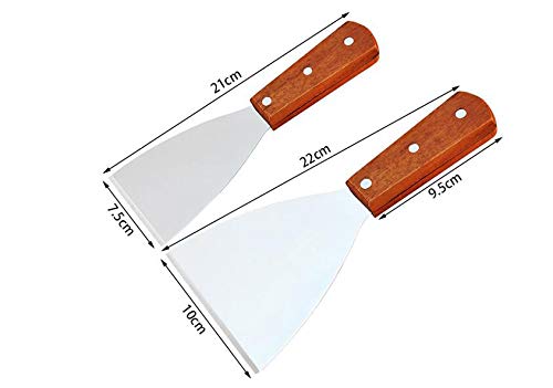 WOIWO 2PCS Stainless Steel Spatula with Wooden Handle - Pizza Turner, Steak Flipper, Kitchen Baking Utensil for Grilling, Frying & Serving - Perfect for BBQ, Camping & Home Cooking