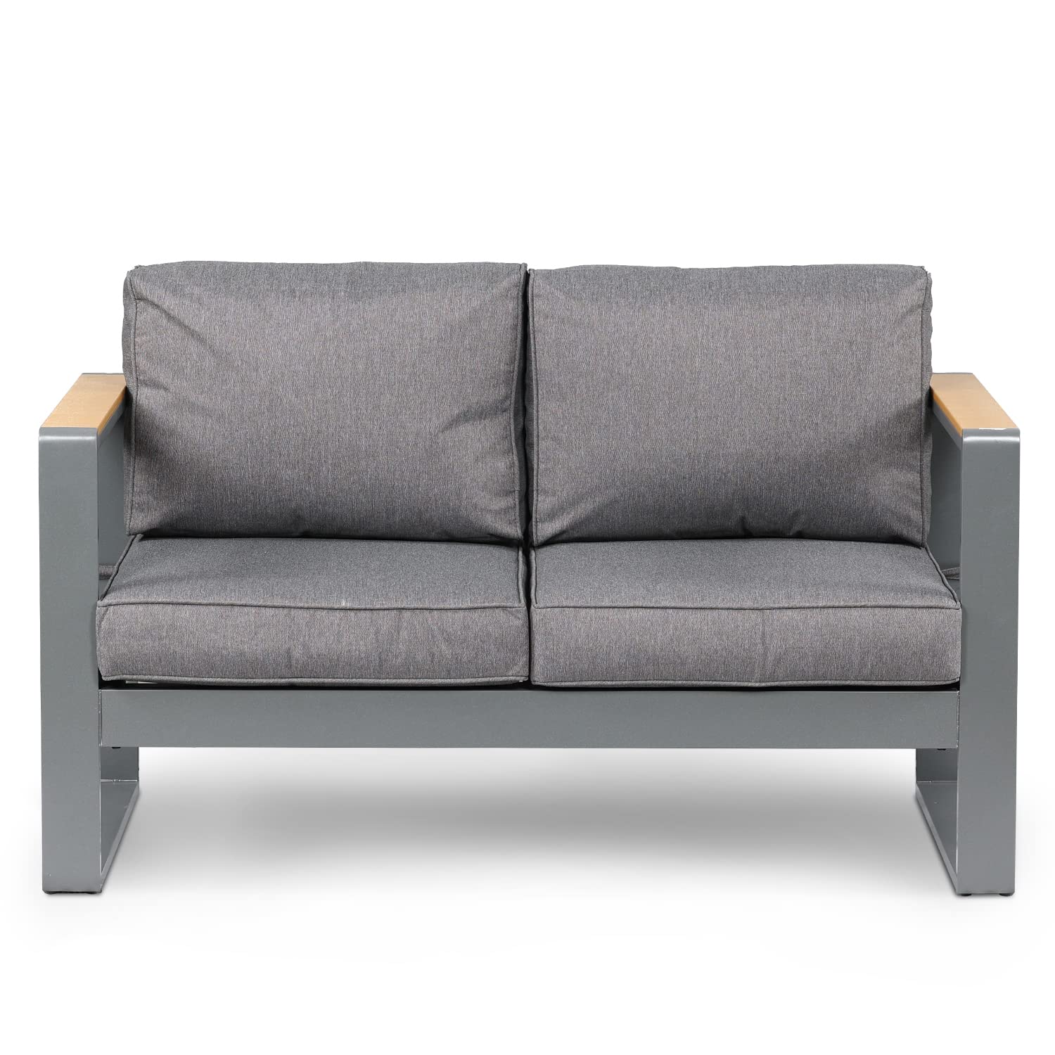 BPS Outdoor Loveseat Sofa - Durable Aluminum All-Weather Resistant Deep Seat Conversation Set with Thick Cushions for Patio, Deck, or Backyard - Perfect for Relaxing, Entertaining, and Outdoor Gatherings