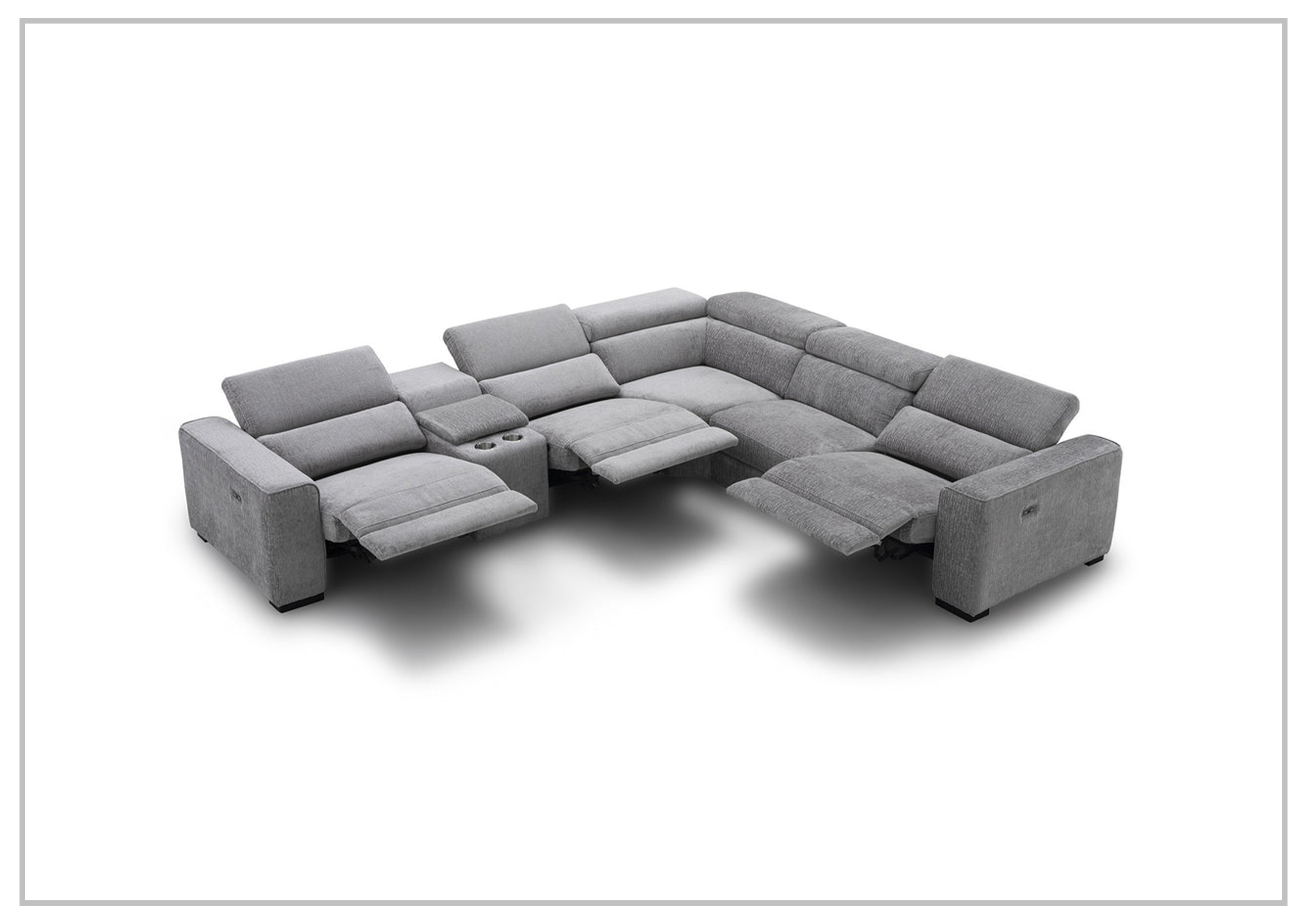 Gio Italia Aventura L-Shaped Fabric Power Reclining Sectional Sofa - Modern Recliner Couch with USB Charging for Living Room, Home Theater & Family Room Comfort