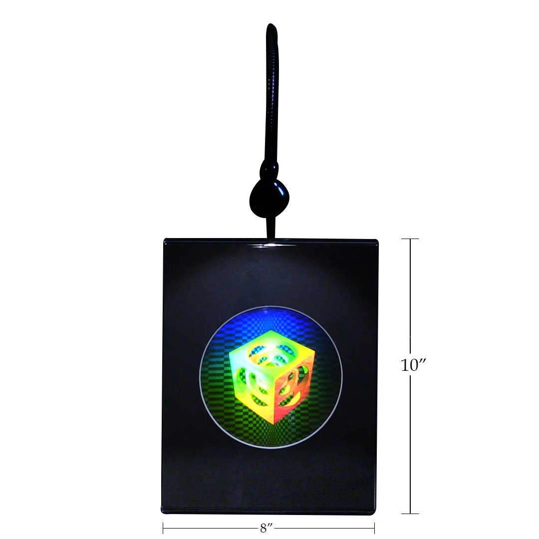 3D Cubes Within Cubes Holographic Picture with LED Lighted Desk Stand - Unique Collectible Embossed Art Film for Home Decor, Office Display & Gift Giving