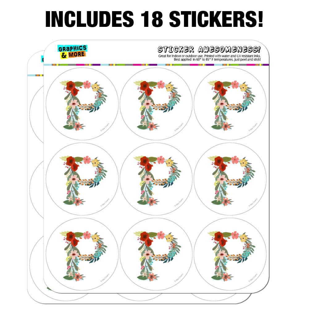 Floral Monogram Letter P Stickers for Planner, Calendar, Scrapbooking & Crafting - Perfect for DIY Journals, Bullet Journals, and Handmade Cards