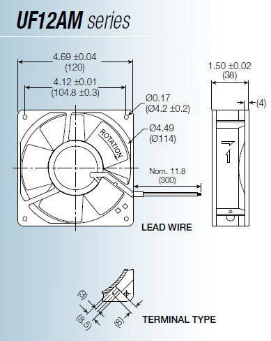 Mechatronics 120x120x38mm High Temperature Encapsulated Cooling Fan UF12AM12 BTHR F - Perfect for Industrial Equipment, Servers & High-Temp Environments