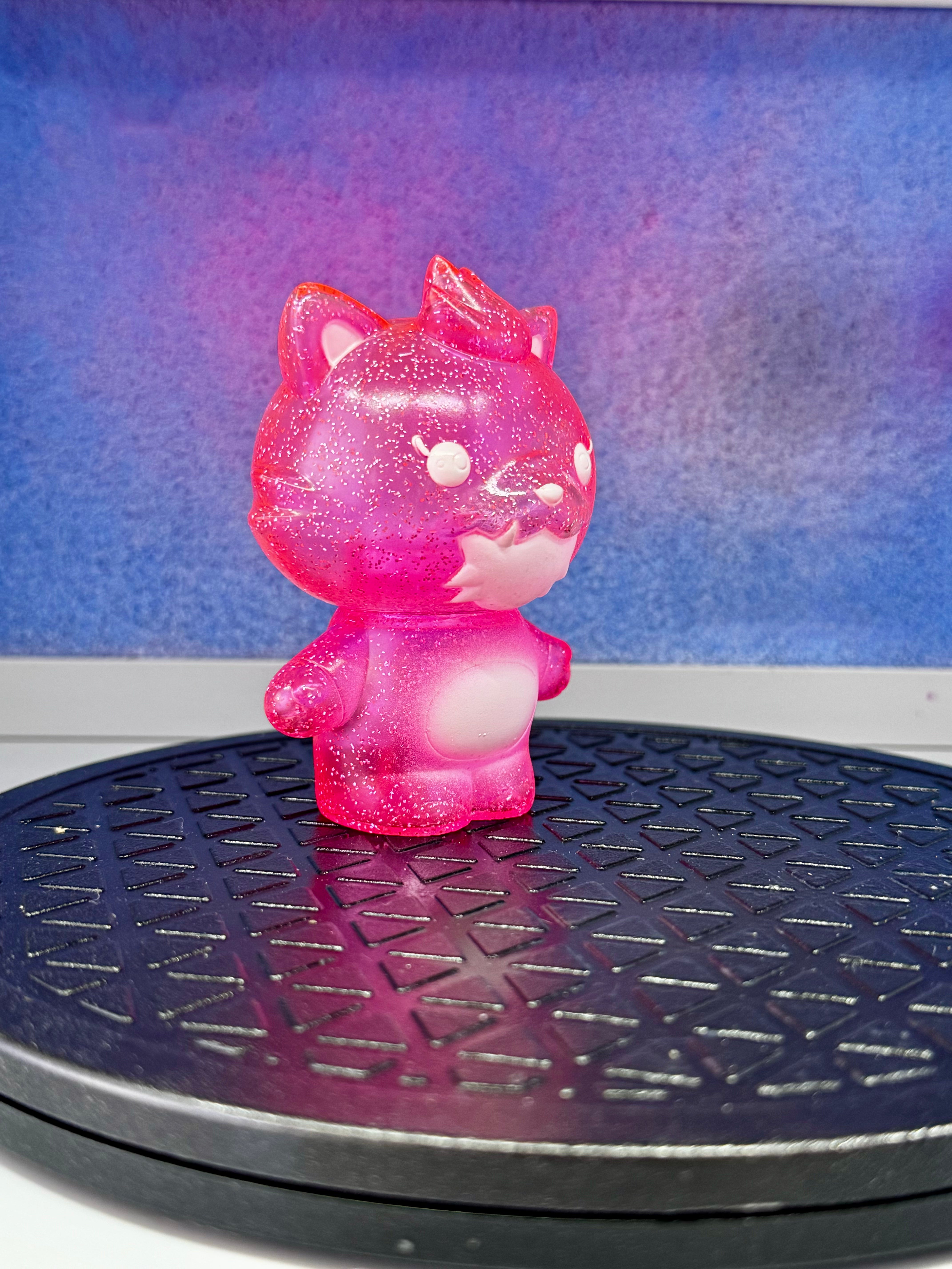 Grandpa Sofubi Pink Glitter Vinyl Figure - Kawaii Japanese Collectible Toy for Anime Fans | Perfect for Shelf Displays, Gift Giving & Pop Culture Collections