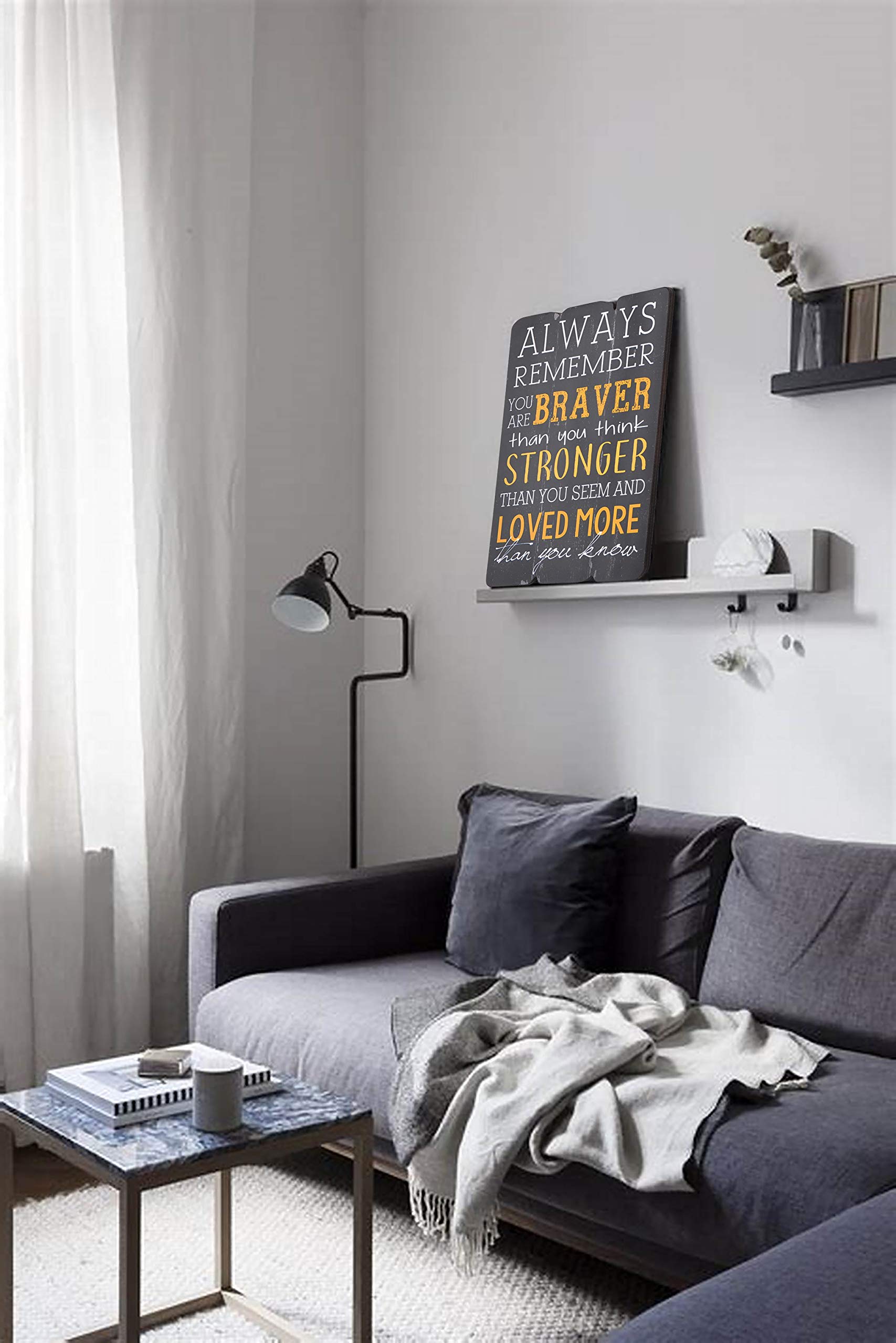 Always Remember You Are Braver Than You Think - Inspirational Wooden Wall Art Plaque (11.81x15.74 Inches) for Home, Office, Teen Room & Desk Decor | Motivational Gift for Women, Students & Graduates | Perfect for Bedroom, Living Room & Workspace