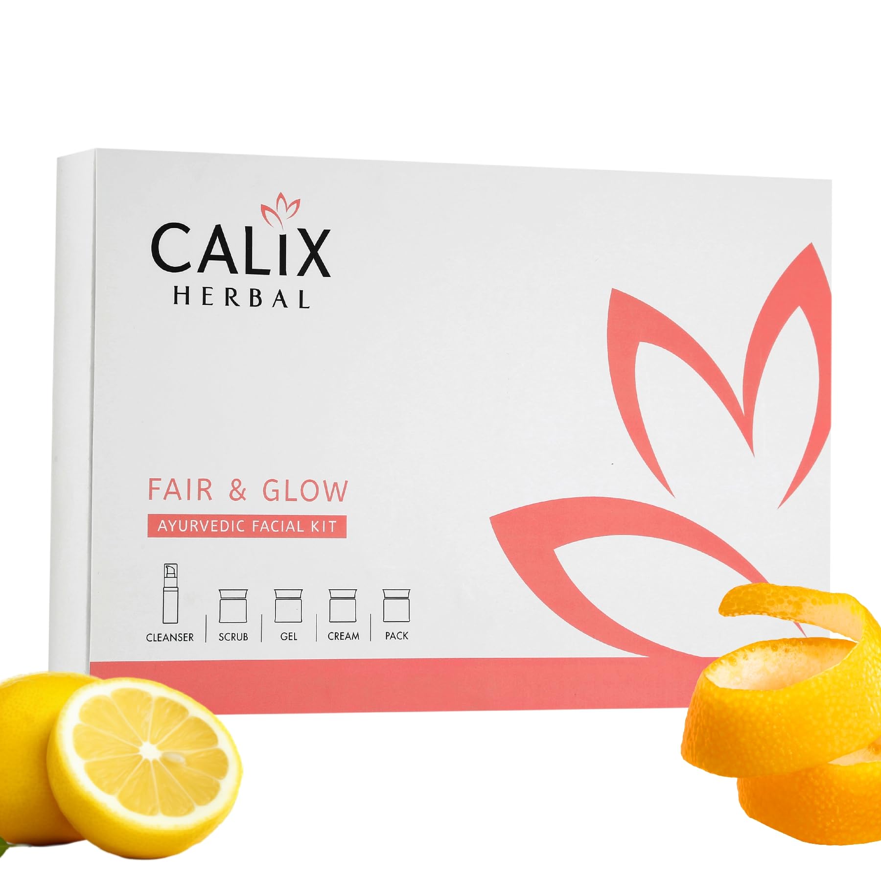 Organic Fair & Glow Ayurvedic Facial Kit for Brightening & Whitening Skin - Natural Herbal Skincare Set for Women & Men (5-Piece, 50g) | Perfect for Daily Glow, Radiance & Even Skin Tone at Home or Travel