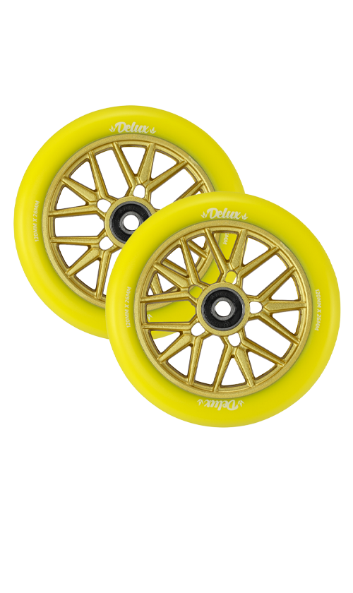 Envy Delux Scooter Wheels 120mm - High Performance Yellow Wheels for Skateboards & Scooters - Perfect for Street Riding, Tricks & Commuting
