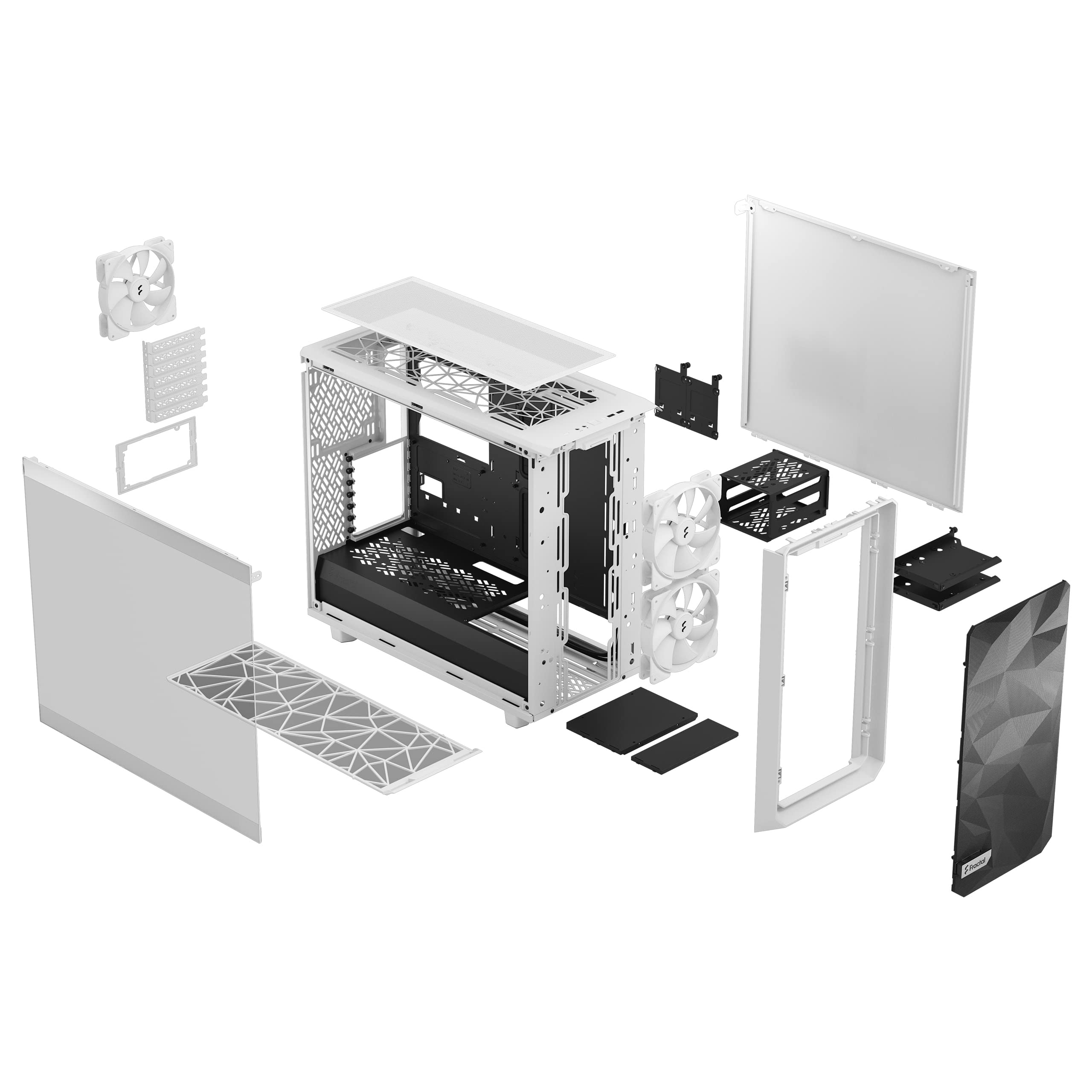 Fractal Design Meshify 2 Lite White ATX Mid Tower PC Case - Tempered Glass Window, High Airflow Mesh Front Panel, Spacious Interior for Gaming & Workstation Builds - Perfect for Home Office & Gaming Setup