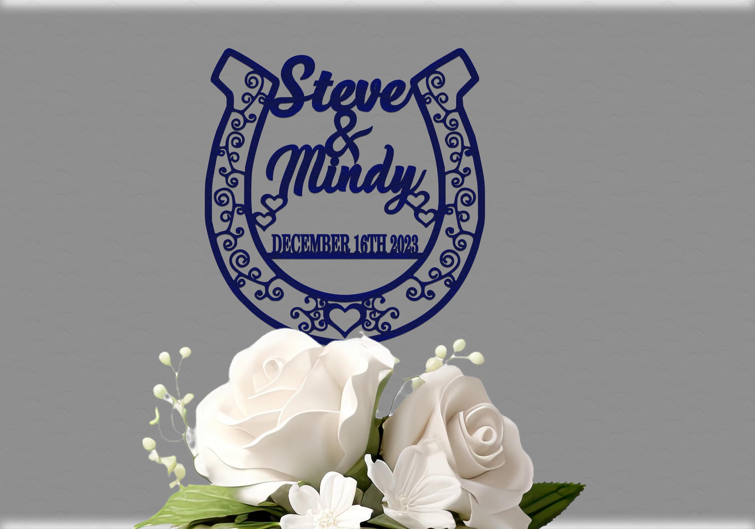 Personalized Horseshoe Cake Topper - Rustic Cowboy & Cowgirl Wedding Cake Decor - Custom Anniversary, Birthday & Quinceañera Cake Sign - Perfect for Western Themed Parties, Country Weddings & Special Celebrations