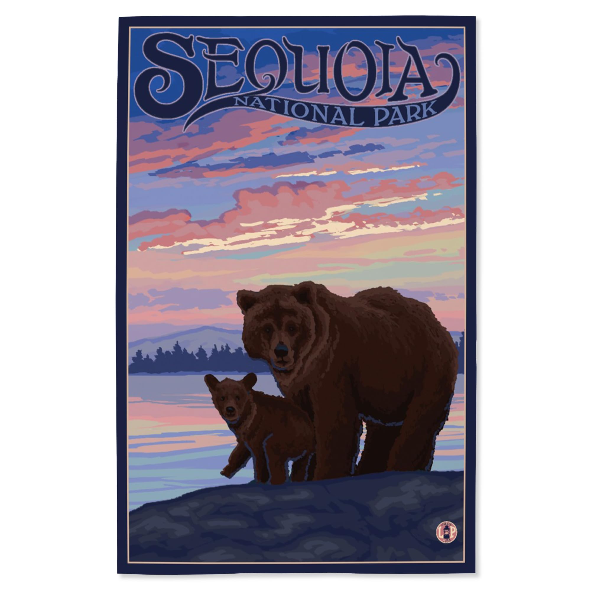 Lantern Press 16x24 Inch Giclee Art Print - Sequoia National Park California Wildlife Scene with Bear and Cub - Perfect for Home Decor, Office Wall Art & Nature Lover Gifts