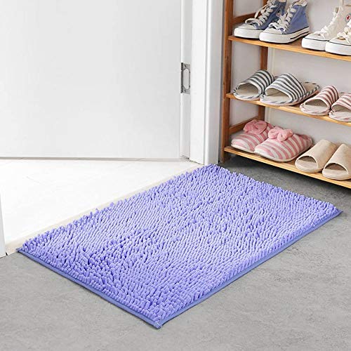 Anti-Slip Bath Rug - Soft Snowy Blue Bathroom Mat 50x80cm for Shower & Toilet Safety