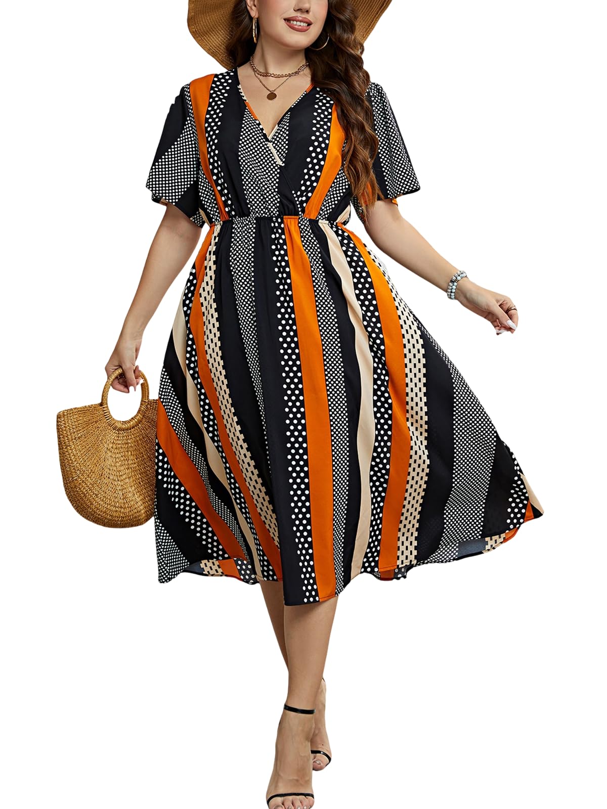 CUPSHE Women's Plus Size Summer Dress 2024 - Bohemian Midi Sundress with Flowy Design for Beach, Vacation & Casual Wear | Perfect for Outdoor Parties, Travel & Summer Getaways