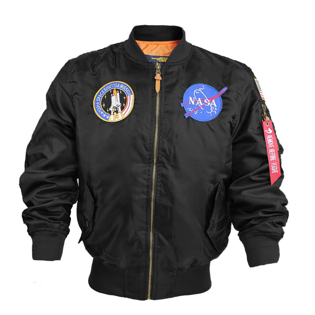 Shanghai Story Men's USA Flag Lightweight MA-1 Flight Bomber Jacket - Windproof Casual Jacket for Outdoor, Travel & Streetwear Fashion