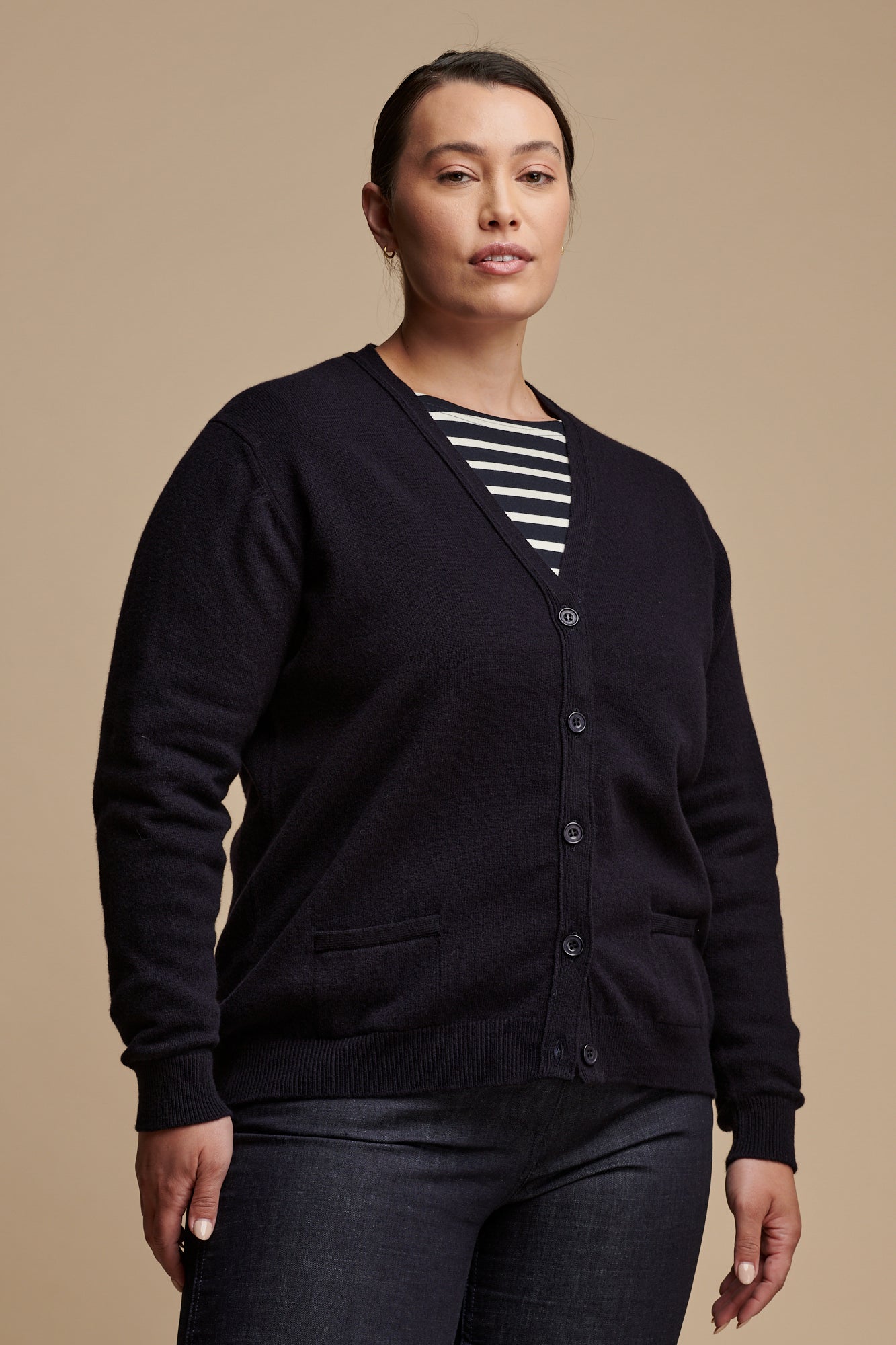 Women's Soft Lambswool Cardigan Sweater - Navy Blue Cozy Knit Pullover for Fall & Winter | Perfect for Office, Casual Wear & Layering