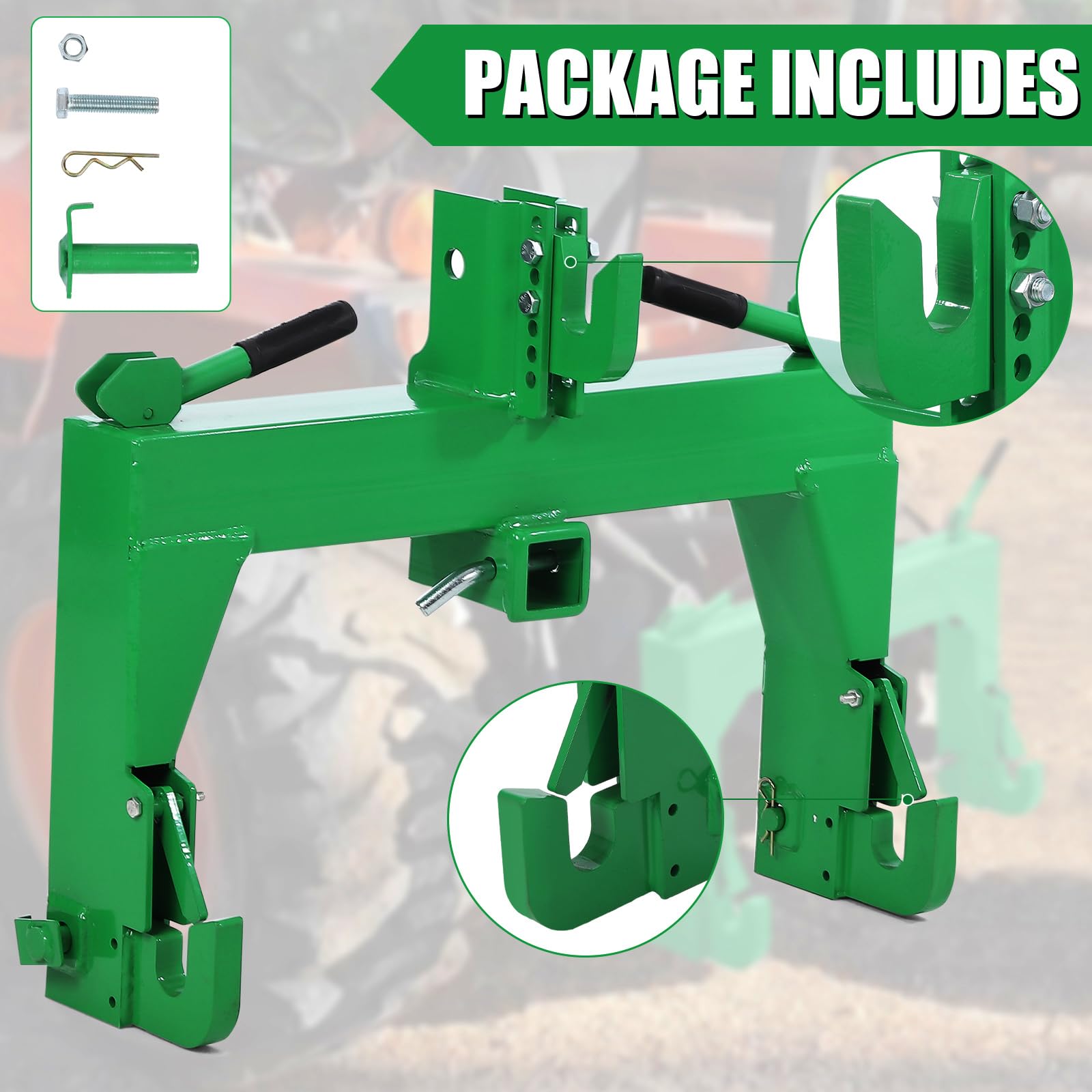 GARVEE 3 Point Quick Attach Hitch for Tractor - 2 Inch Receiver with 5 Adjustable Bolts - Heavy Duty Towing & Farm Equipment Attachment
