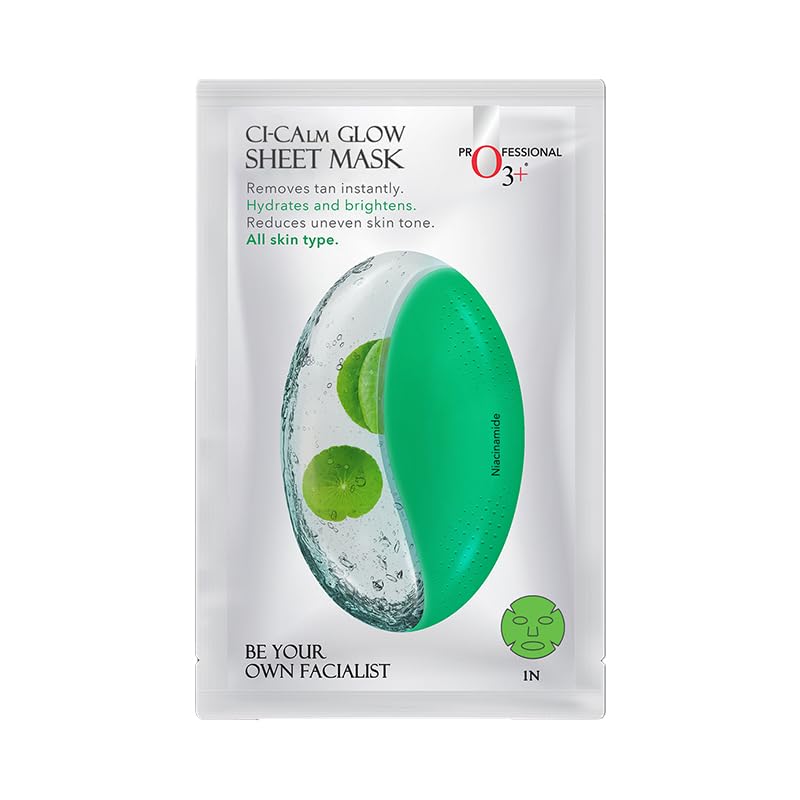 O3+ Ci-Calm Glow Sheet Mask - Soothing Korean Facial Mask for Hydration & Brightening | Perfect for Sensitive Skin & Post-Sun Care