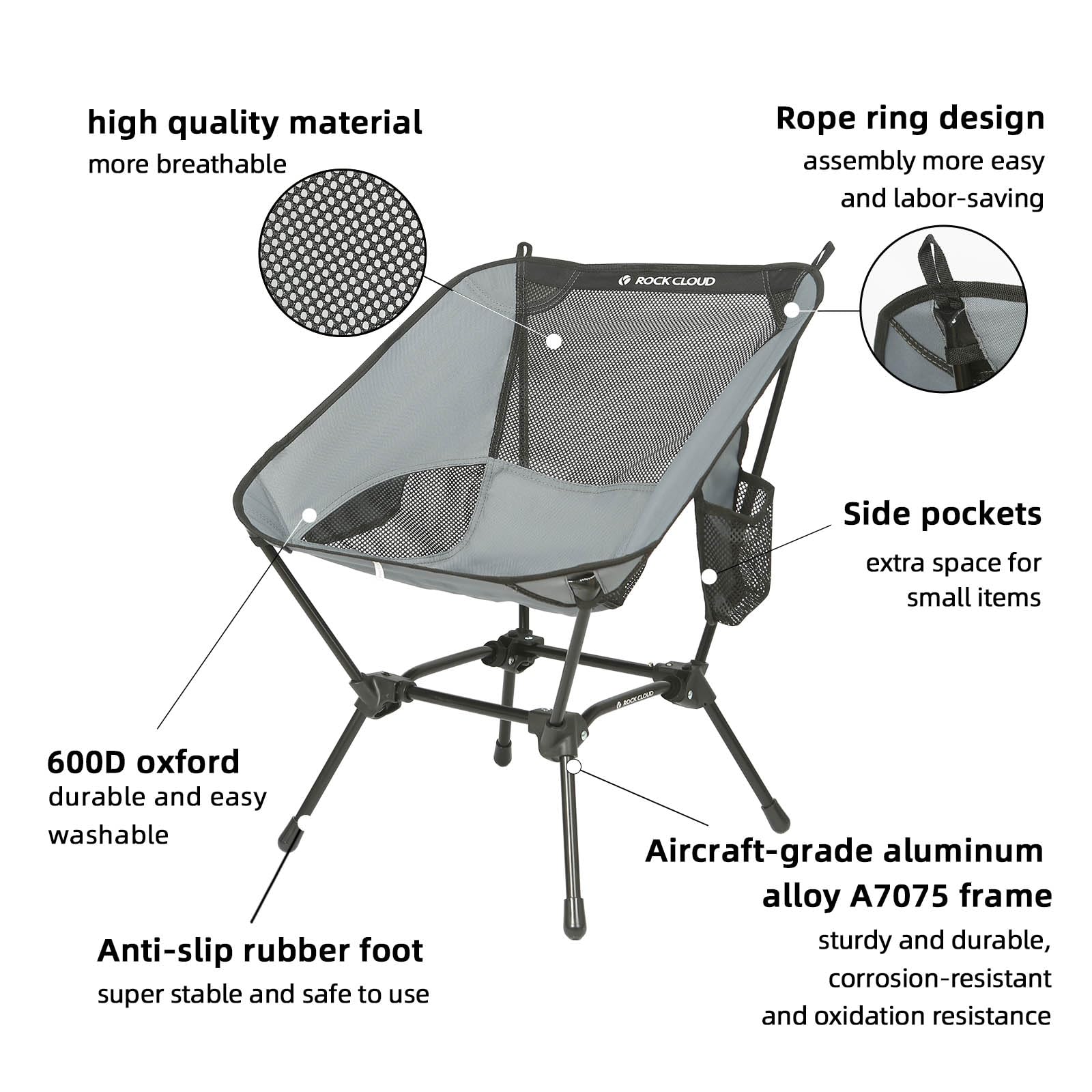 2 Pack Ultralight Folding Camping Chairs - Portable Outdoor Chairs for Camping, Hiking, Backpacking, Beach, Lawn & Sports | Compact & Durable for Travel, Picnics & Outdoor Events (Grey)