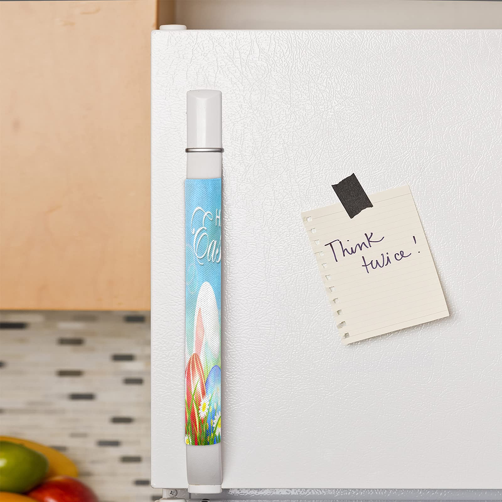 Easter Bunny Refrigerator Handle Covers Set of 2 - Washable Kitchen Appliance Protectors for Fridge, Microwave, Dishwasher & Oven - Food & Oil Stain Prevention - Perfect for Spring Decor & Holiday Kitchen Protection