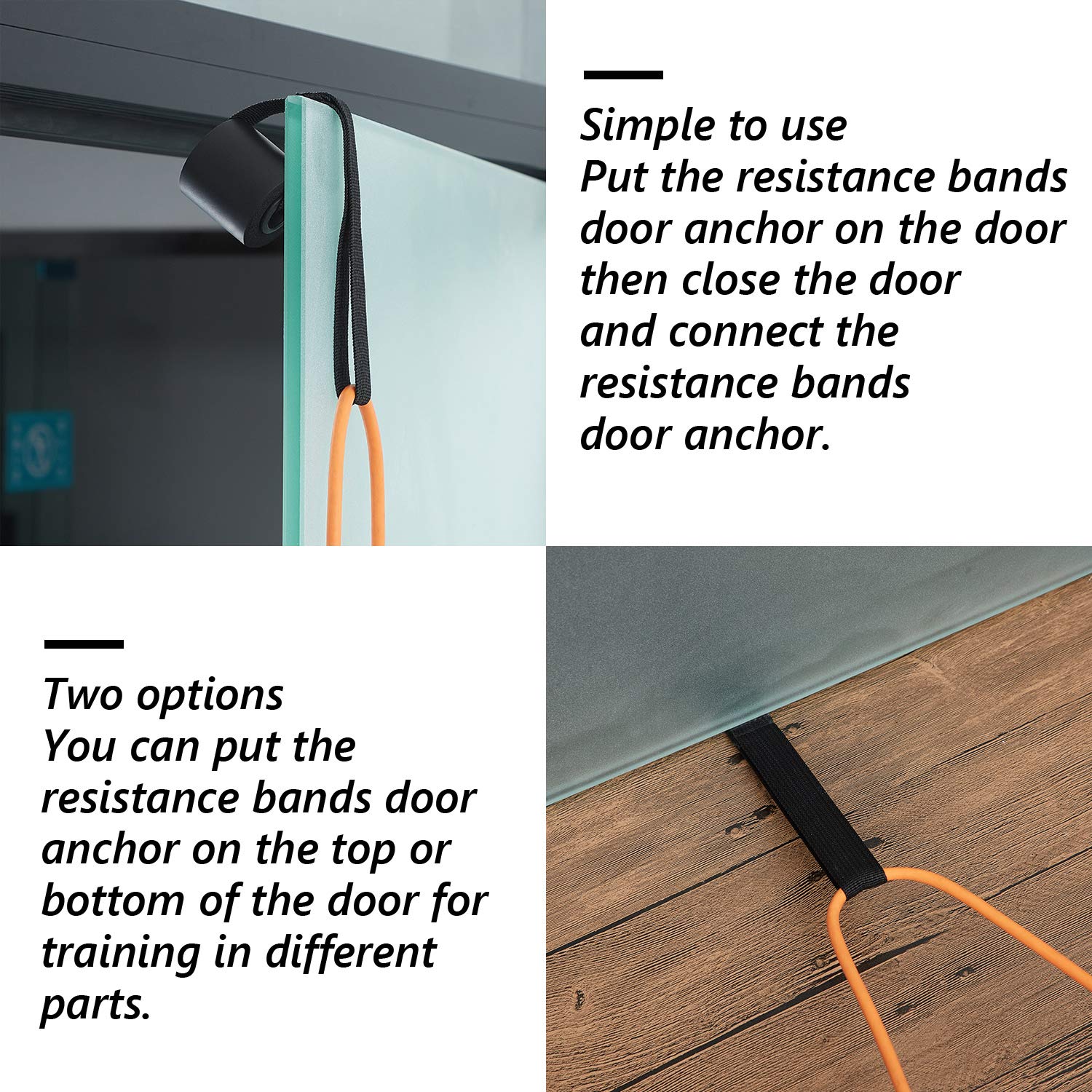 4-Piece Door Anchor Resistance Bands Set - Elastic Fitness Bands with Foam Door Anchor for Home Workouts, Strength Training, Yoga & Physical Therapy - Perfect for Full-Body Exercise & Rehabilitation