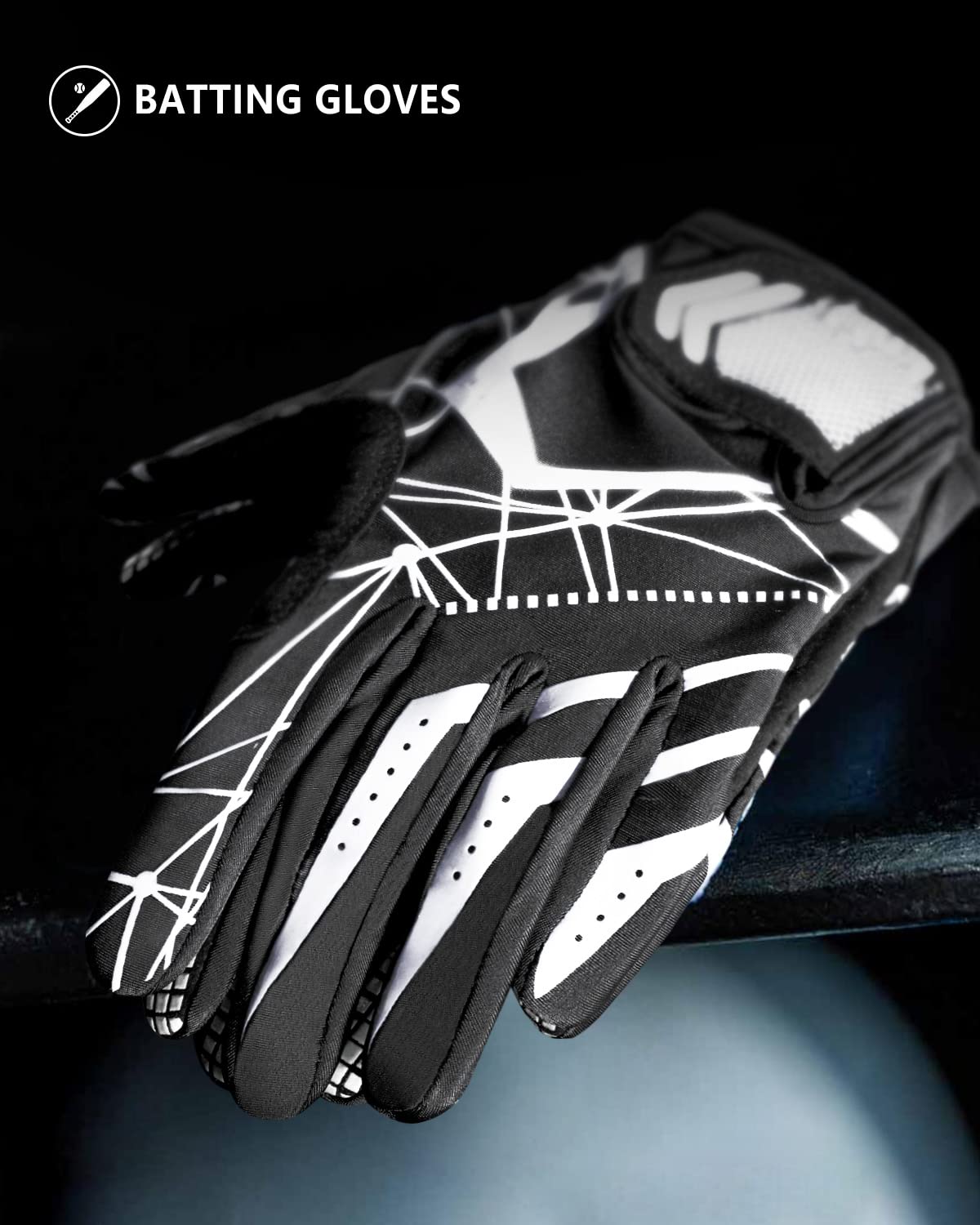 Premium SBR Baseball Batting Gloves for Men & Youth - Comfortable Softball Training Gloves for Hitting Practice | Ideal for Baseball Games, Batting Cages & Field Training