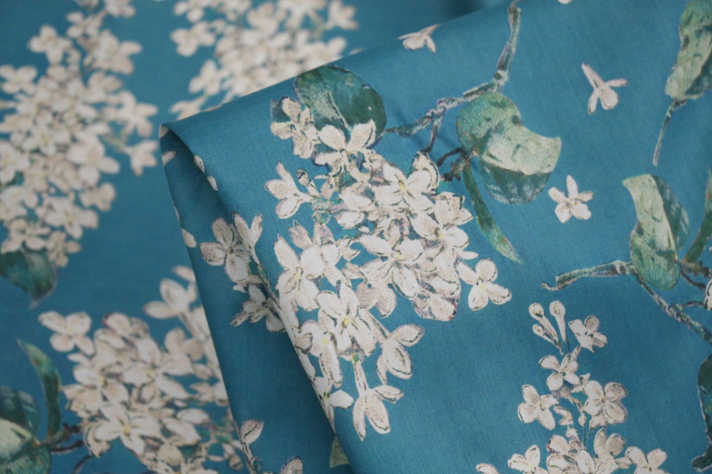 Vintage Lilac Teal Liberty of London Floral Print Fabric - Perfect for DIY Sewing, Quilting & Home Decor Projects