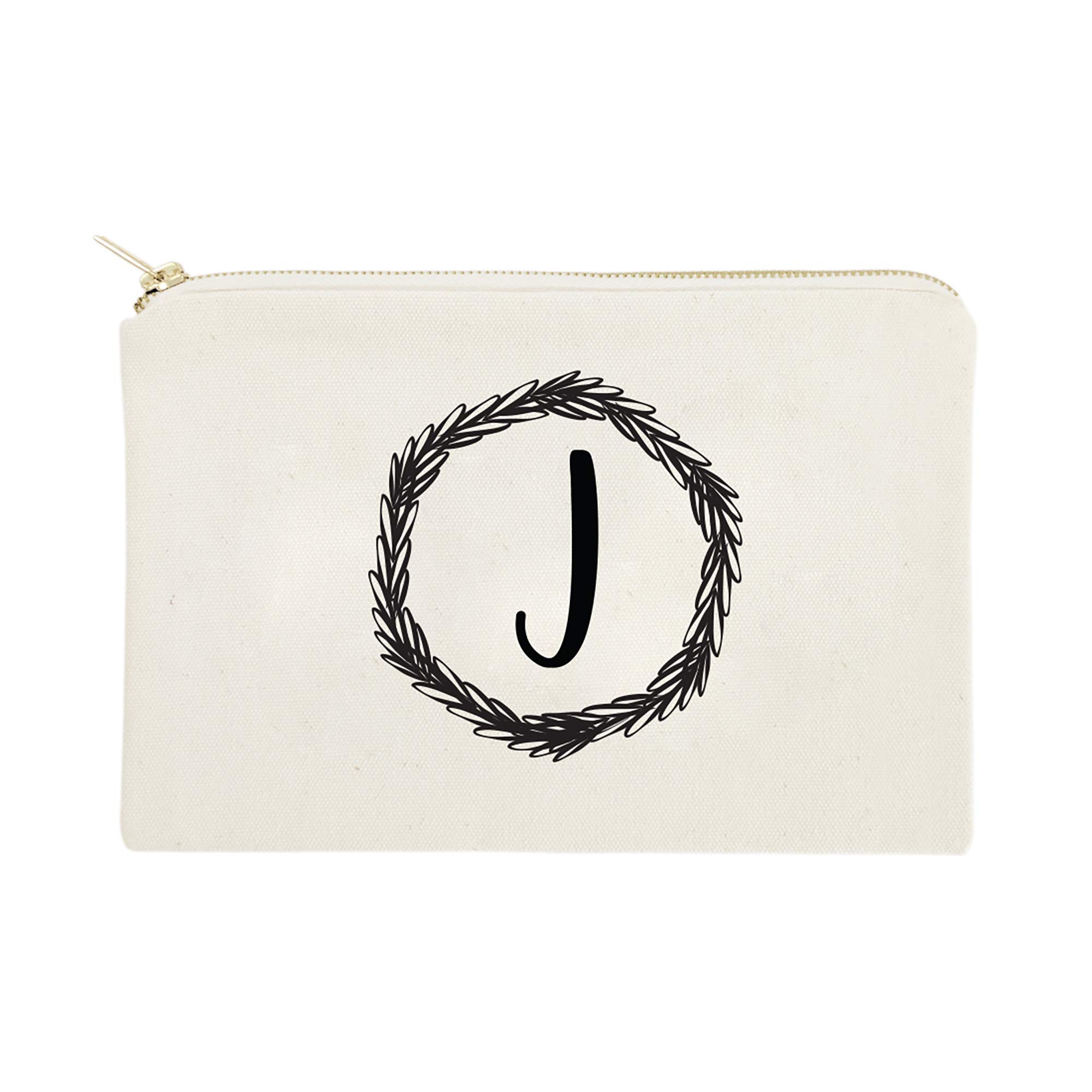 Personalized Monogram Initial J Cosmetic Bag - Cotton & Canvas Travel Makeup Pouch for Women | Perfect for Travel, Gym, and Everyday Use