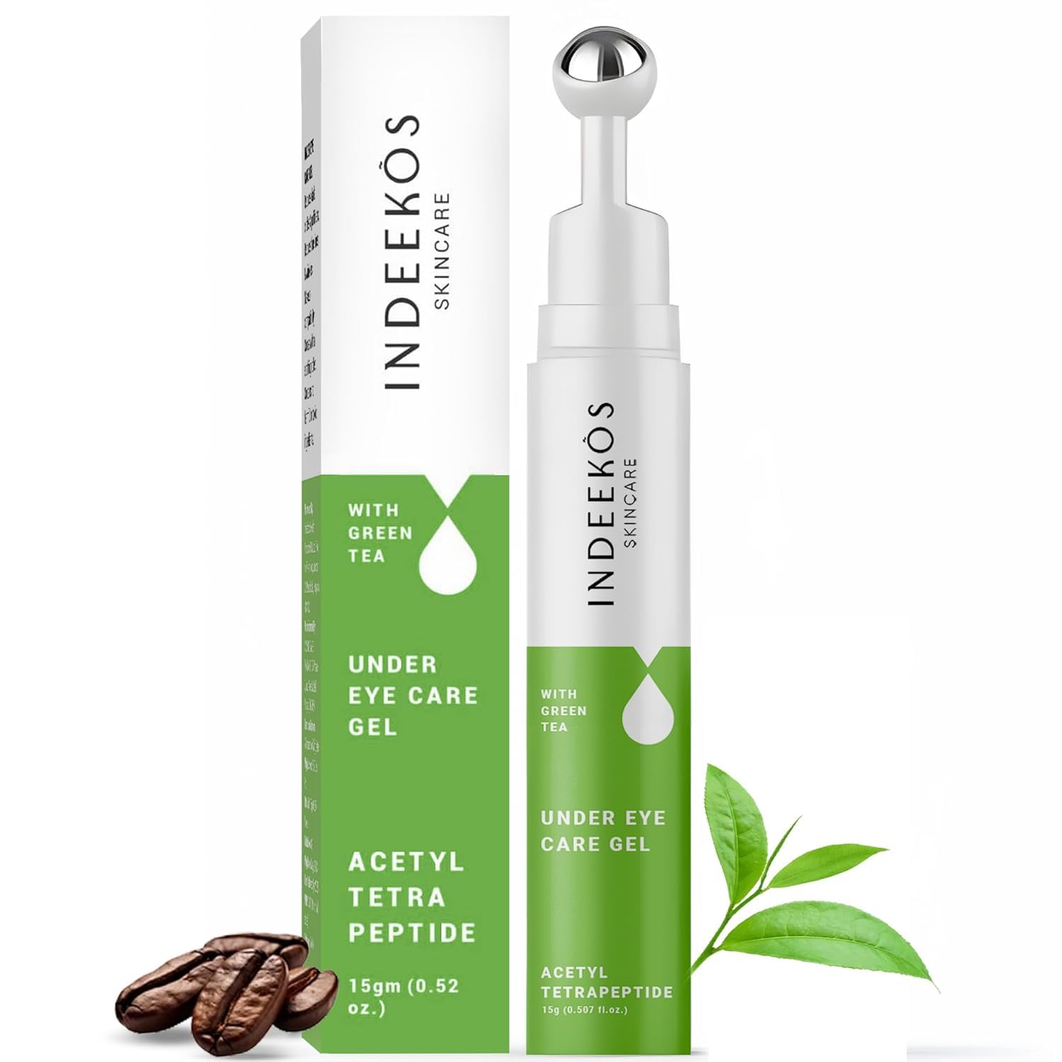 DEEKOS Under Eye Gel Cream - Reduces Dark Circles, Puffiness & Wrinkles with Caffeine & Green Tea | Hydrating Vegan Formula for Men & Women | All Skin Types | 15g | Perfect for Night Routine & Travel Skincare