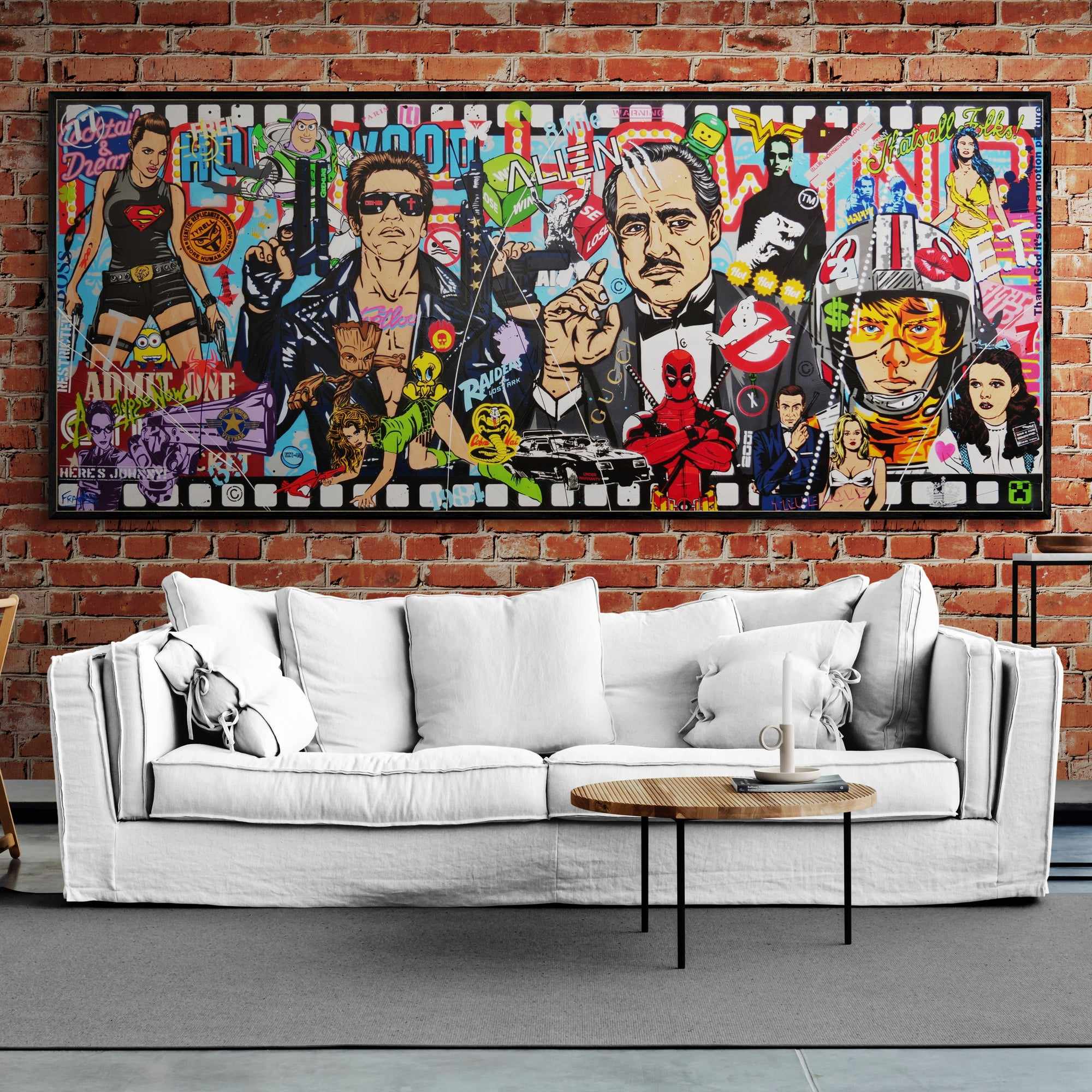 Godly Cinematica 240cm x 100cm The Godfather & Terminator Textured Canvas Art - Urban Pop Culture Movie Poster Wall Decor for Living Room, Bedroom & Office