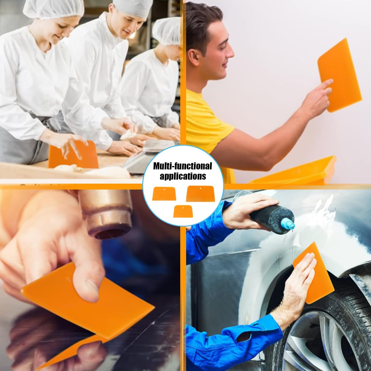 4, 5 & 6 Inch Car Body Filler Spreaders - Reusable Hard Plastic Automotive Putty Applicators for Body Fillers, Glazes, Caulks & Paint (6-Piece Set) - Perfect for Auto Body Repair & DIY Projects