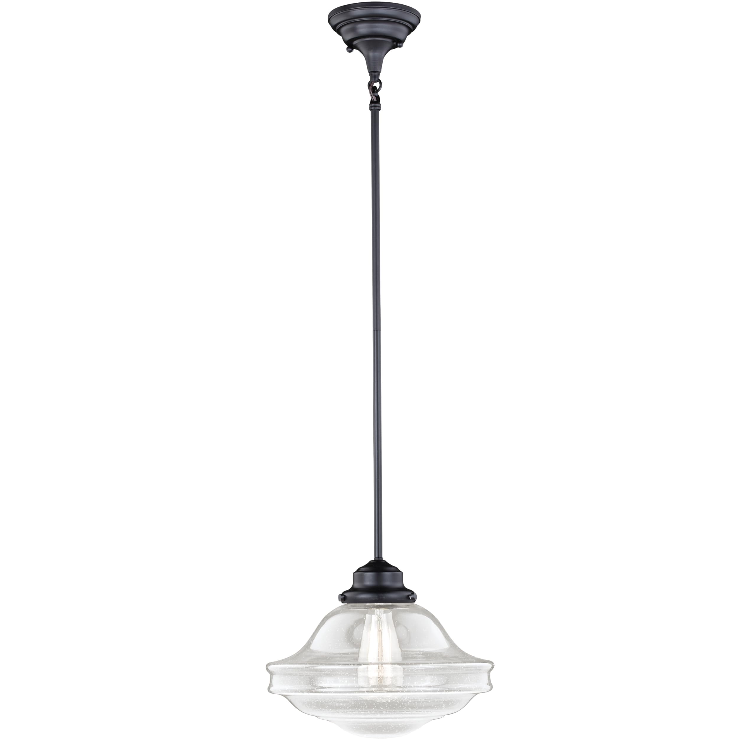 VAXCEL Huntley 1-Light Bronze Farmhouse Pendant Light with Clear Glass Shade - Perfect for Kitchen Island, Dining Room, and Entryway Lighting