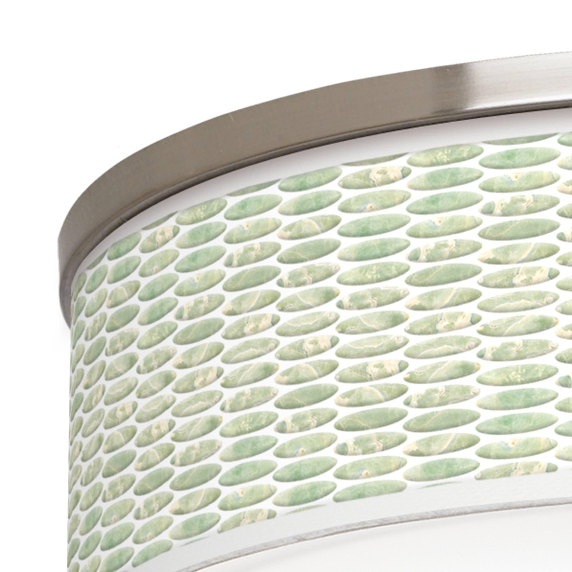 20.25 Inch Oval Tempo Giclee Nickel Ceiling Light with Printed Shade - Vintage Style Flush Mount Lighting for Bedroom, Living Room & Dining Room
