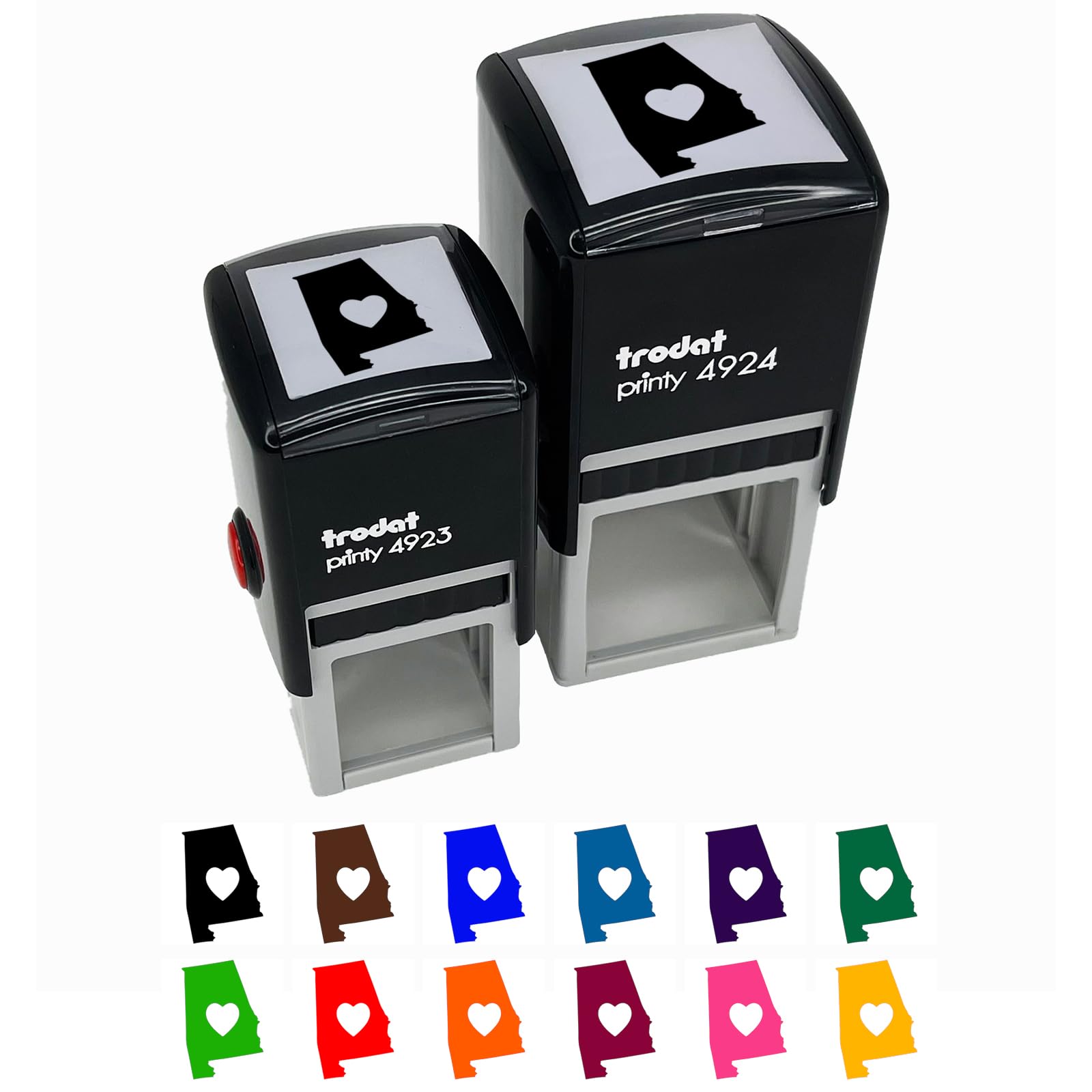 Alabama State Heart Self-Inking Stamp - 1.5 Inch Large Rubber Stamper with Black Ink - Perfect for Scrapbooking, Card Making & Document Notarization