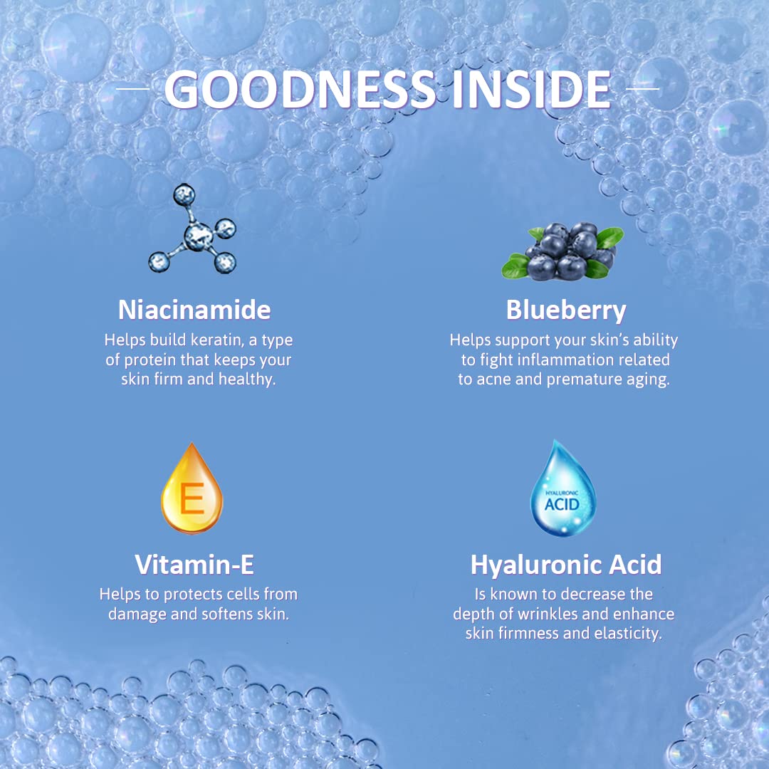 Noiant Hyl Calming Cleanser with Niacinamide & Hyaluronic Acid, Infused with Blueberry Extract | For Dull & Oily Skin | Anti-Aging & Deep Hydration | Acne Control & Wrinkle Reduction | 100ml | Perfect for Daily Skincare Routine & Post-Workout Refreshment