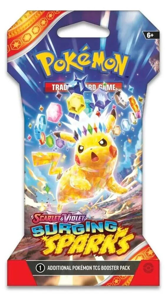Pokemon Scarlet & Violet Surging Sparks Sleeved Booster Pack - Collectible Trading Cards for Battles & Gifts | Perfect for Game Nights, Tournaments & Pokemon Fans