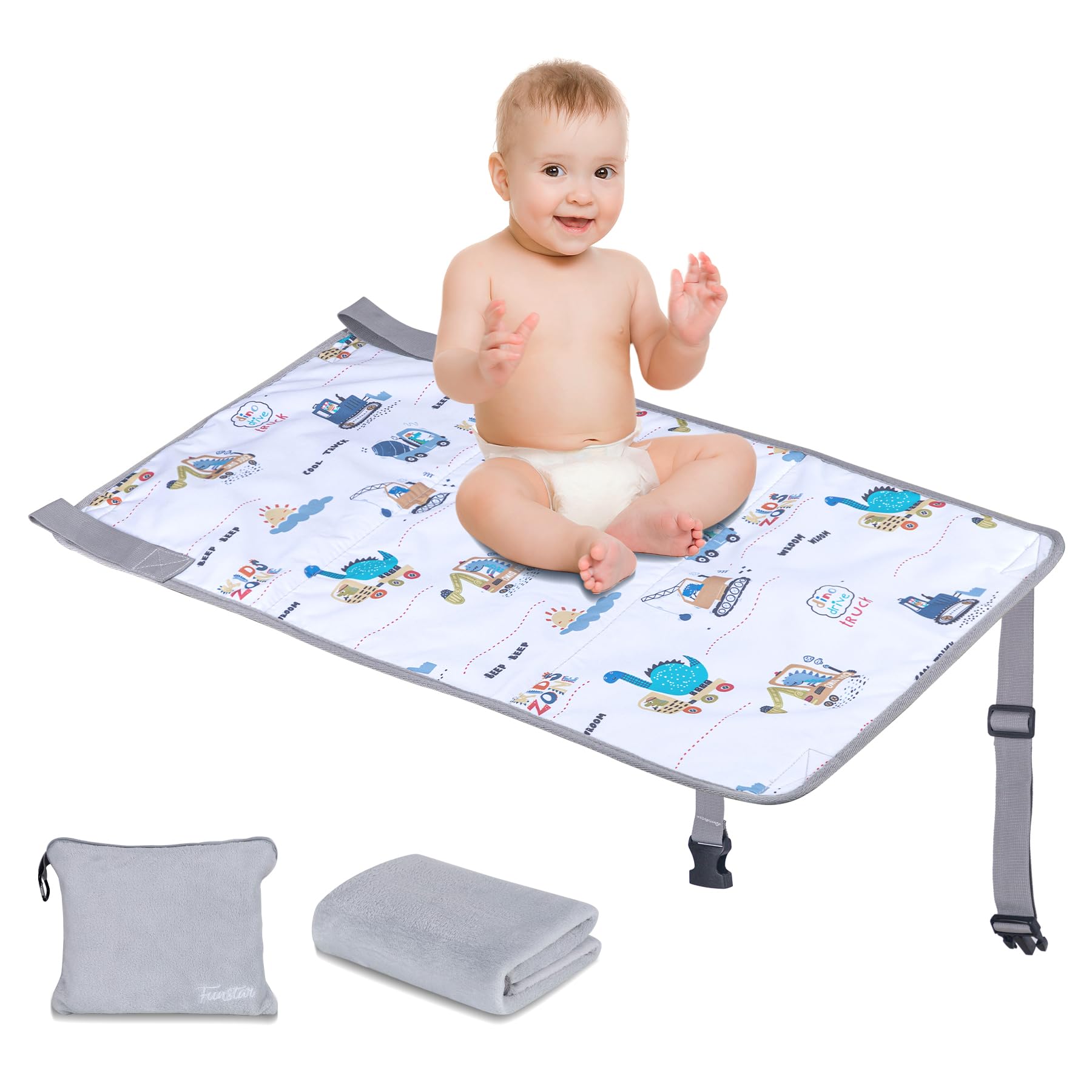 2025 New Airplane Seat Extender for Kids & Toddlers - Portable Airplane Travel Bed with Soft Blanket & Footrest - Baby Flight Essentials for Comfortable Travel (White) - Perfect for Long Flights & Overnight Trips with Infants