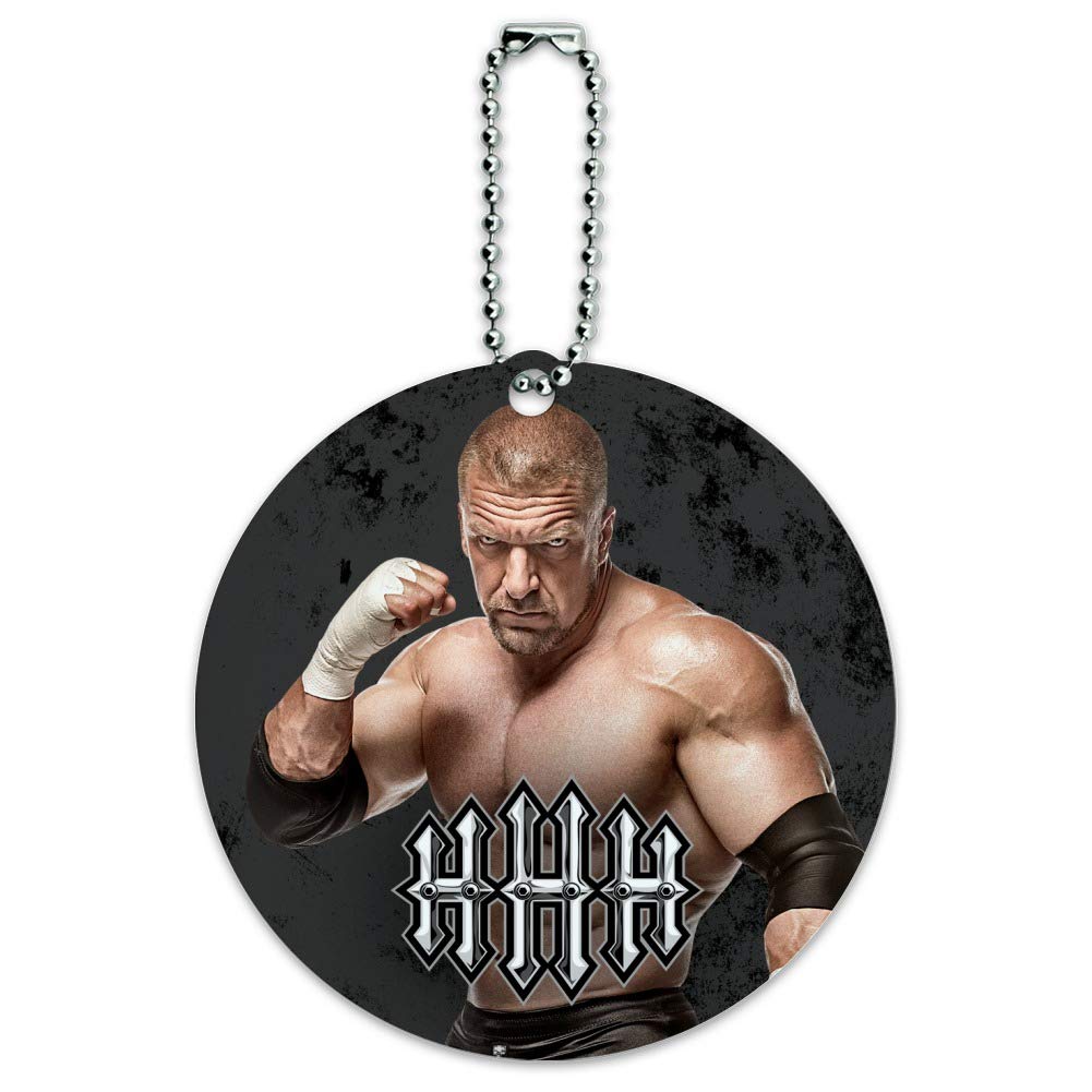 WWE Triple H Round Luggage ID Tag - Durable Suitcase Name Tag for Carry-On Bags - Perfect for Travel, Business Trips & WWE Fan Collectibles